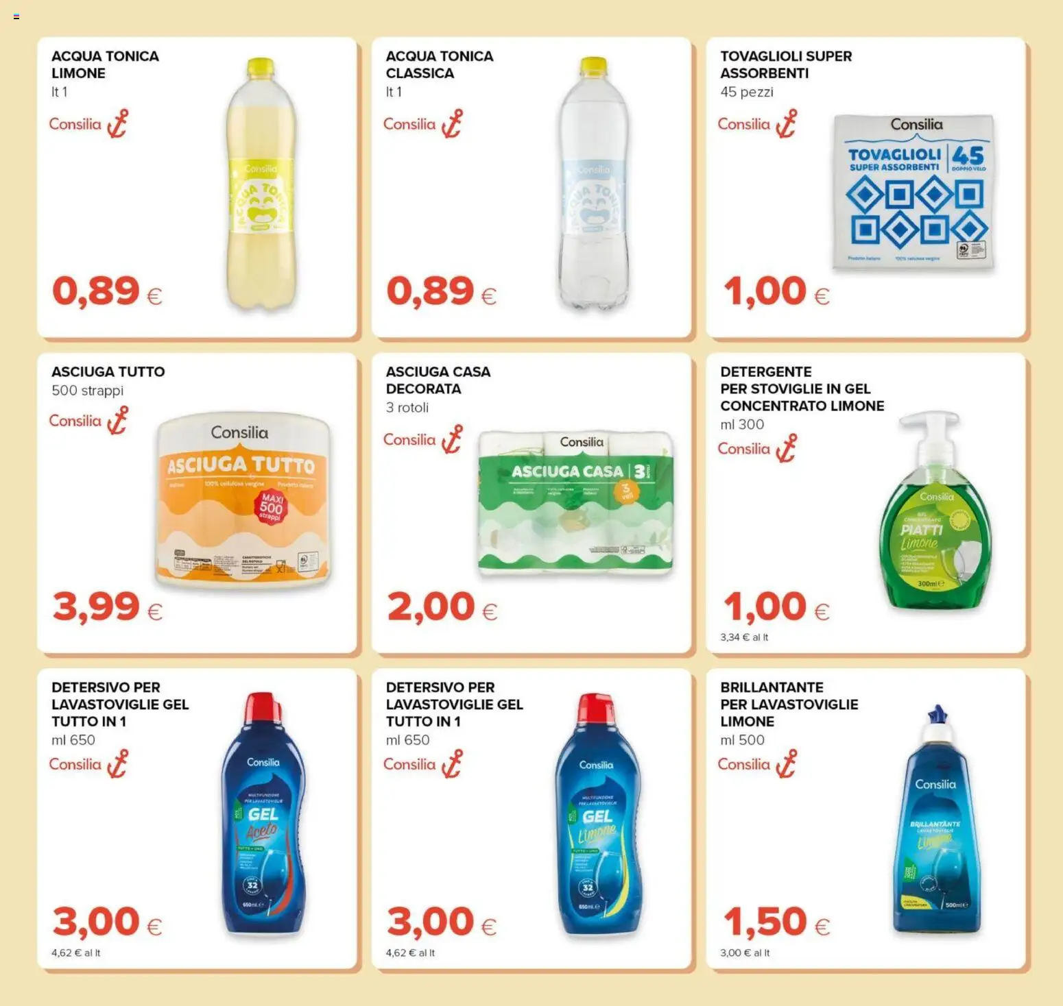 Anteprima dell'opuscolo Oasi volantino Prezzi Ribassati dal negozio Oasi valido da 21/08/2026 - Acqua, Lavastoviglie, Piatti, Acqua tonica, Assorbenti, Aceto, Detergente, Gel per lavastoviglie