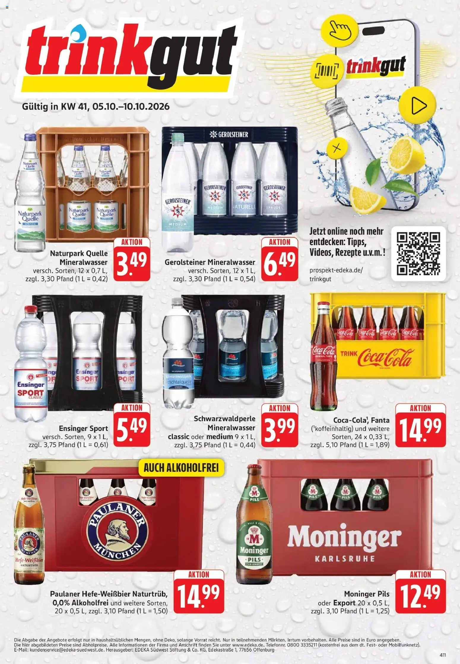 Vorschau von dem Prospekt des Geschäftes Trinkgut, gültig ab dem 05.10.2026 - Coca cola, Cola, Mineralwasser, Gerolsteiner, Paulaner, Fanta, Pils