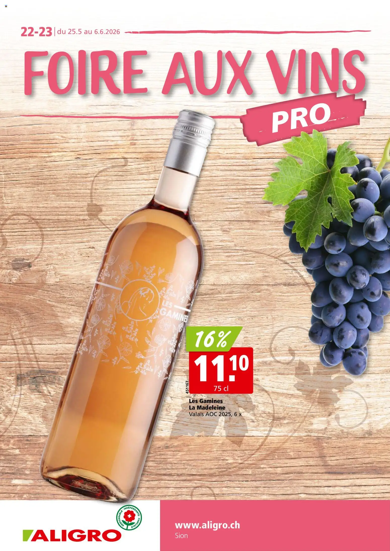 Vorschau des Merkblatts Aligro aktionen Weinfestival Sion vom Shop Aligro gültig von 25.05.2026 bis 06.06.2026