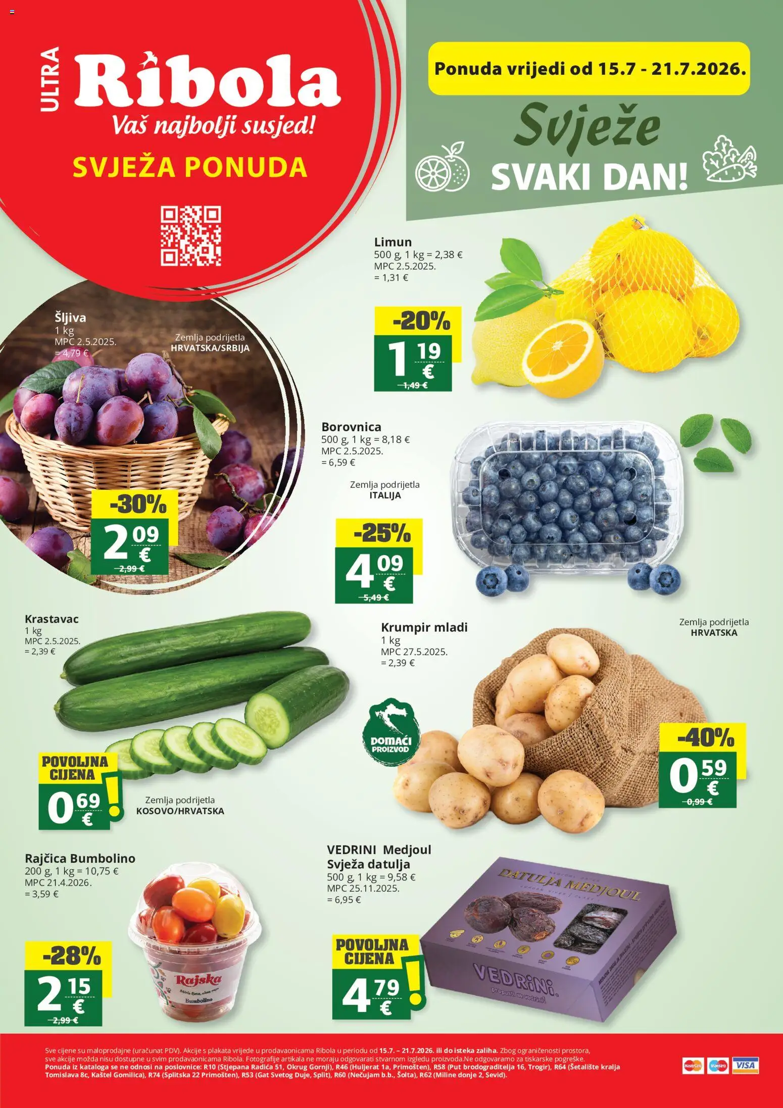 Pregled letka Ribola Svježa Ponuda trgovine Ribola vrijedi od 15.07.2026