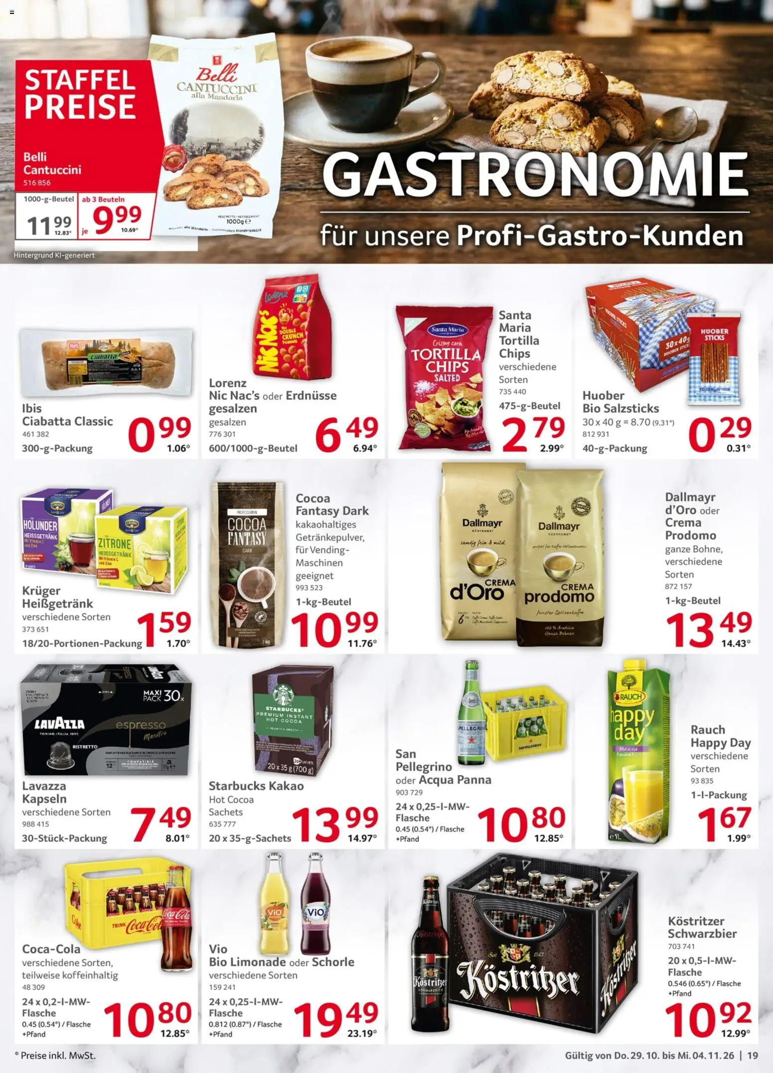 Vorschau von dem Prospekt des Geschäftes Selgros, gültig ab dem 29.10.2026 - Starbucks, Chips, Coca cola, Cola, Dallmayr, Lavazza, Erdnüsse, Kostritzer