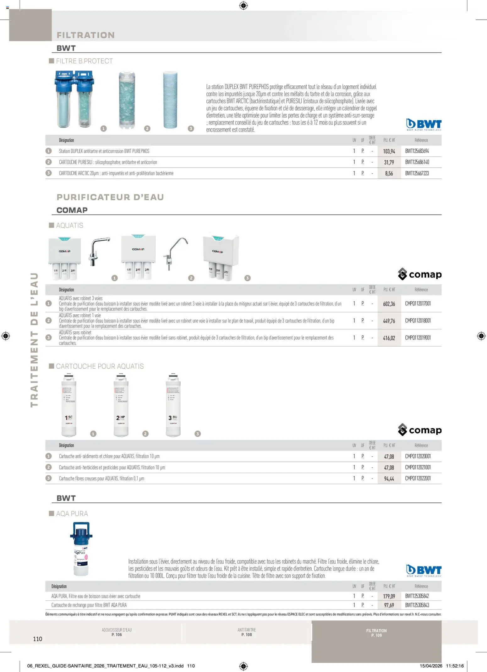 Prévisualisation de Rexel - Brochure Sanitaire du magasin Rexel formulaire valide 20/04/2026 - Calendrier, Livre, Boisson, Clé, Robinet, Cartouche, Filtre, Purificateur