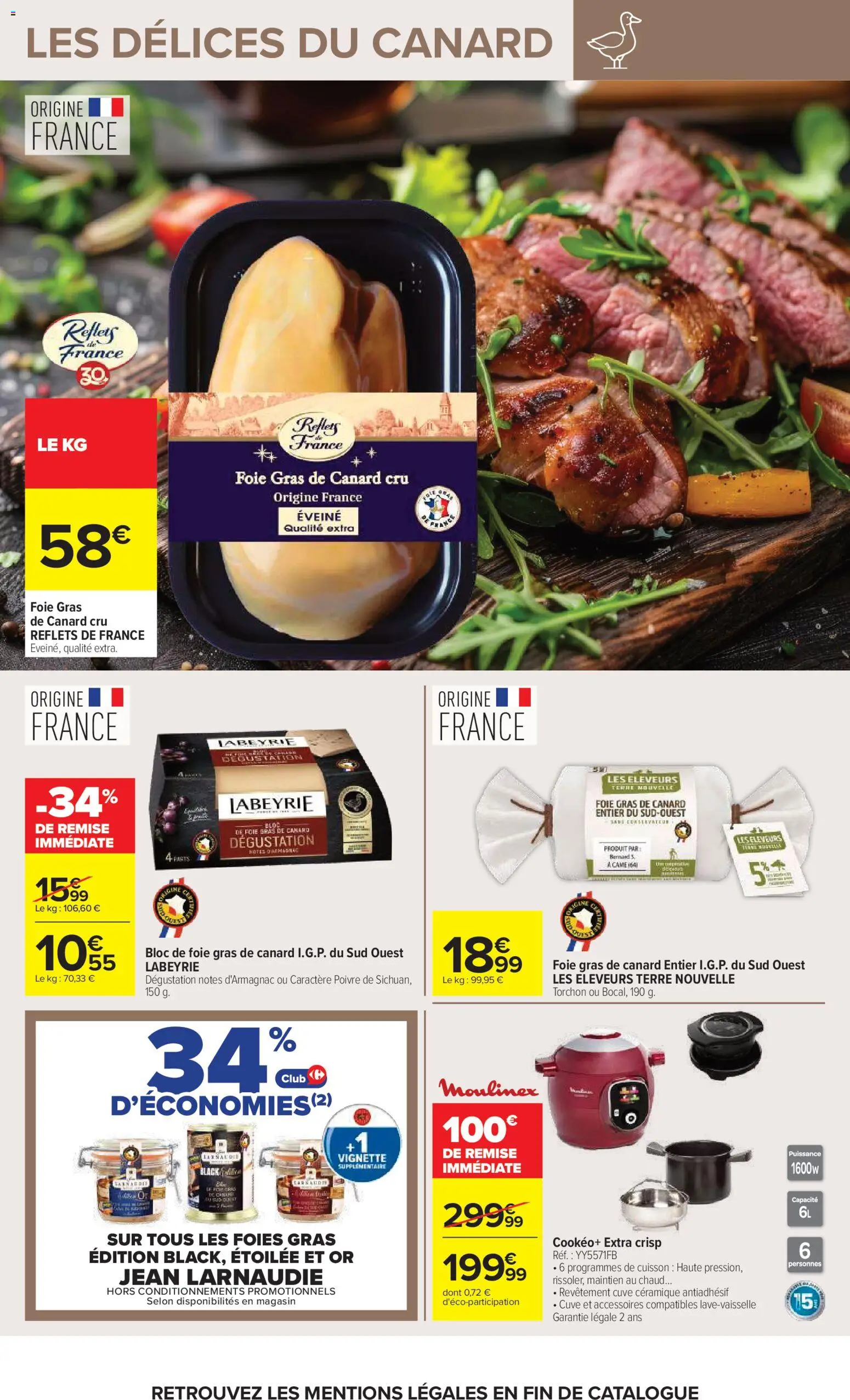 Prévisualisation de Carrefour Vos promos du quotidien du magasin Carrefour formulaire valide 27/10/2026 - Jean, Canard, Moulinex, Poivre, Torchon, Cookeo Extra Crisp, Foie Gras de Canard, Bloc de foie gras de canard