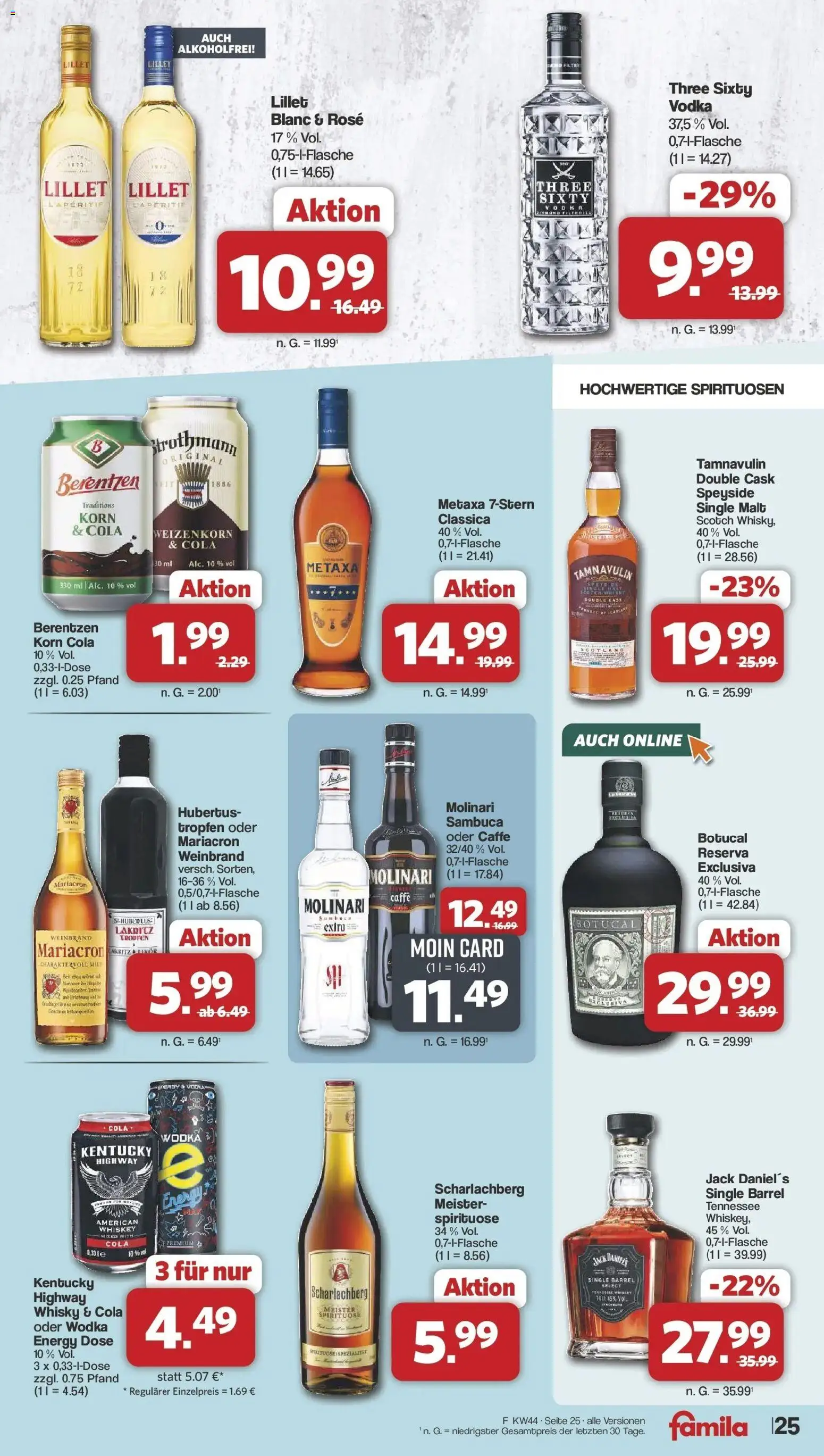 Vorschau von dem Prospekt des Geschäftes Famila Nordwest, gültig ab dem 26.10.2026 - Cola, Vodka, Berentzen, Energy, Metaxa, Likör, Mariacron, Jack Daniel's