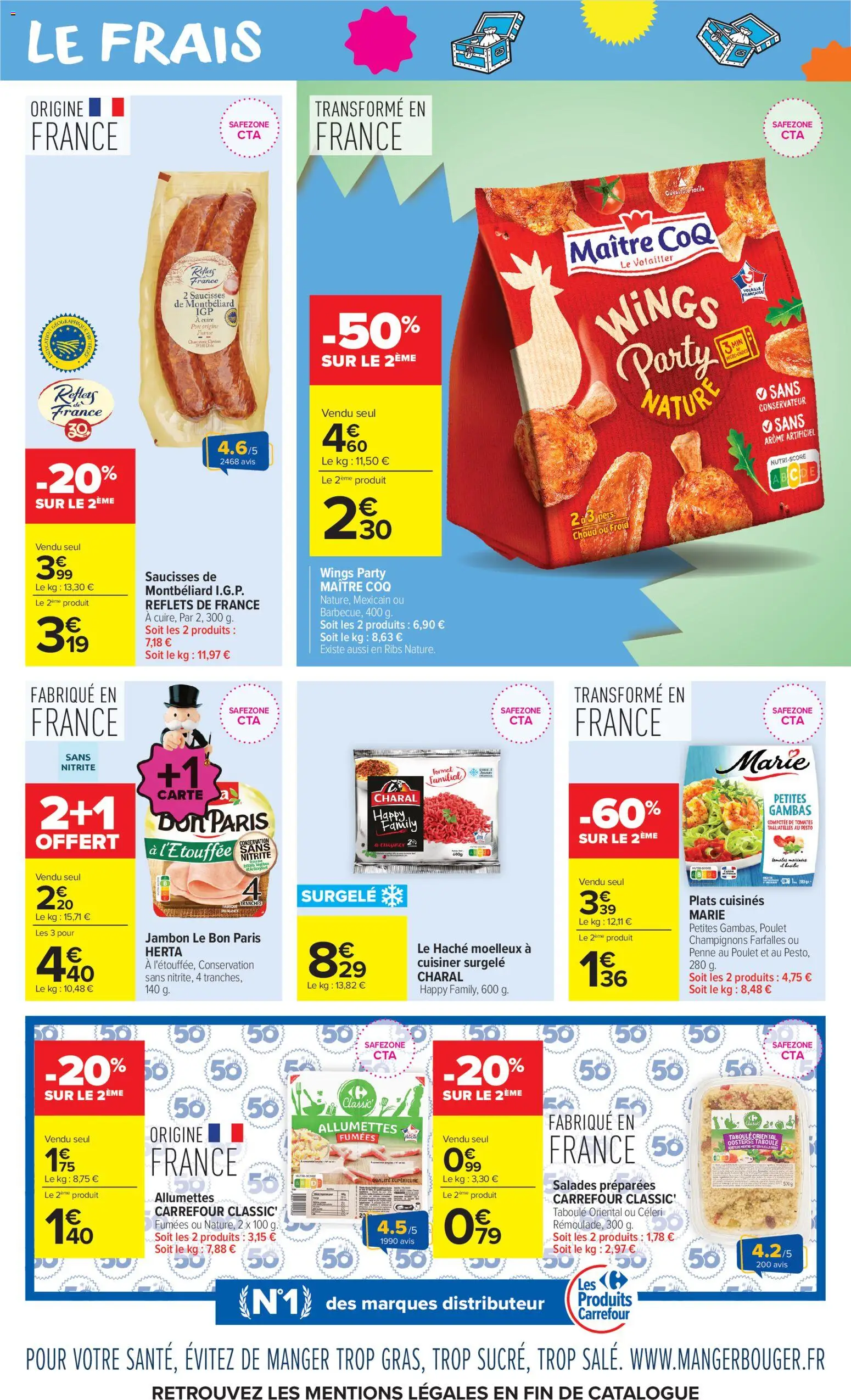Prévisualisation de Carrefour Market catalogue du magasin Carrefour Market formulaire valide 08/09/2026 - Poulet, Ribs, Pesto, Jambon, Tomates, Gambas, Champignons, Volaille