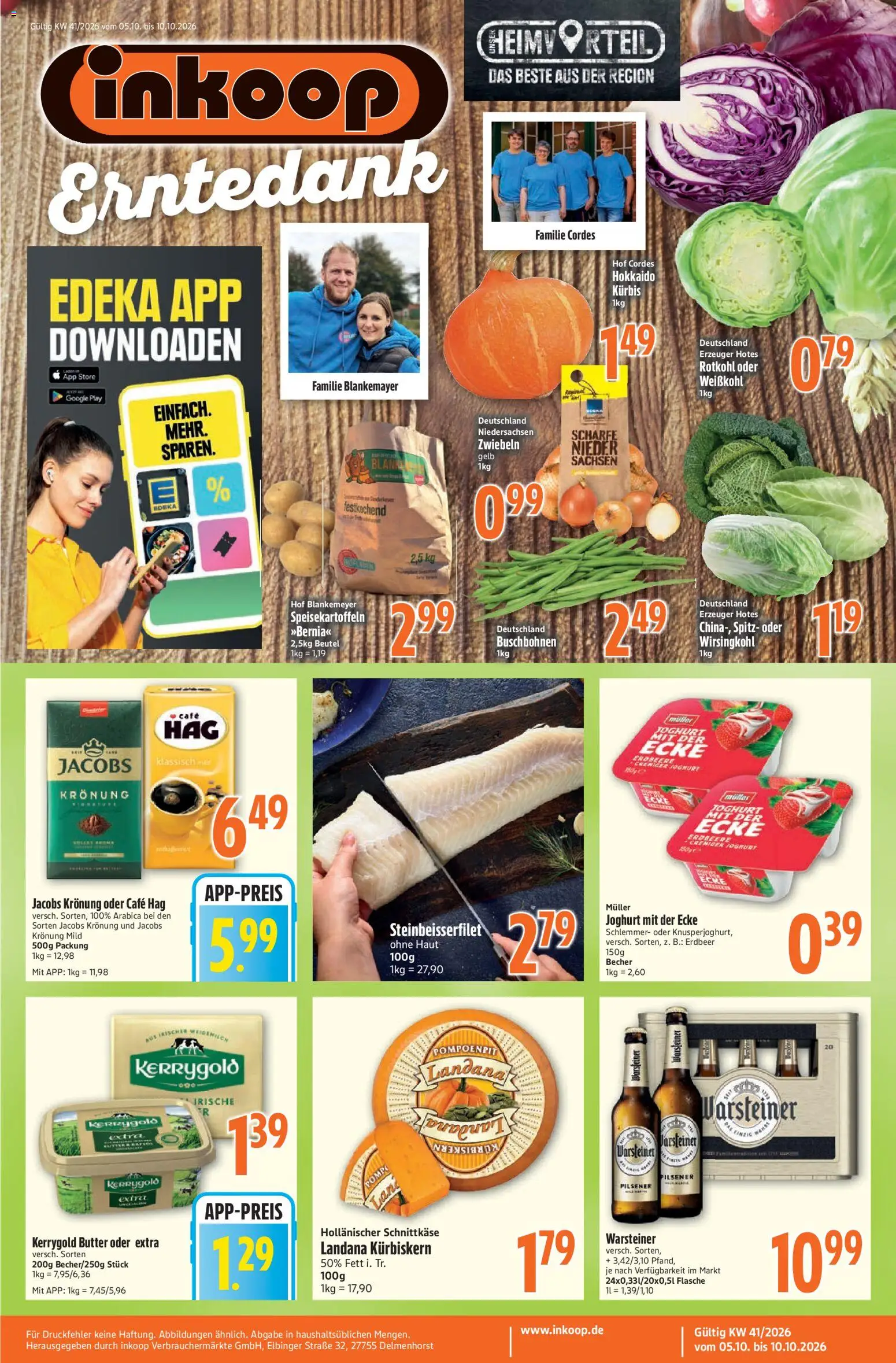 Vorschau von dem Prospekt des Geschäftes Inkoop, gültig ab dem 05.10.2026 - Butter, Joghurt, Kürbis, Warsteiner, Rotkohl, Zwiebeln, Kerrygold butter