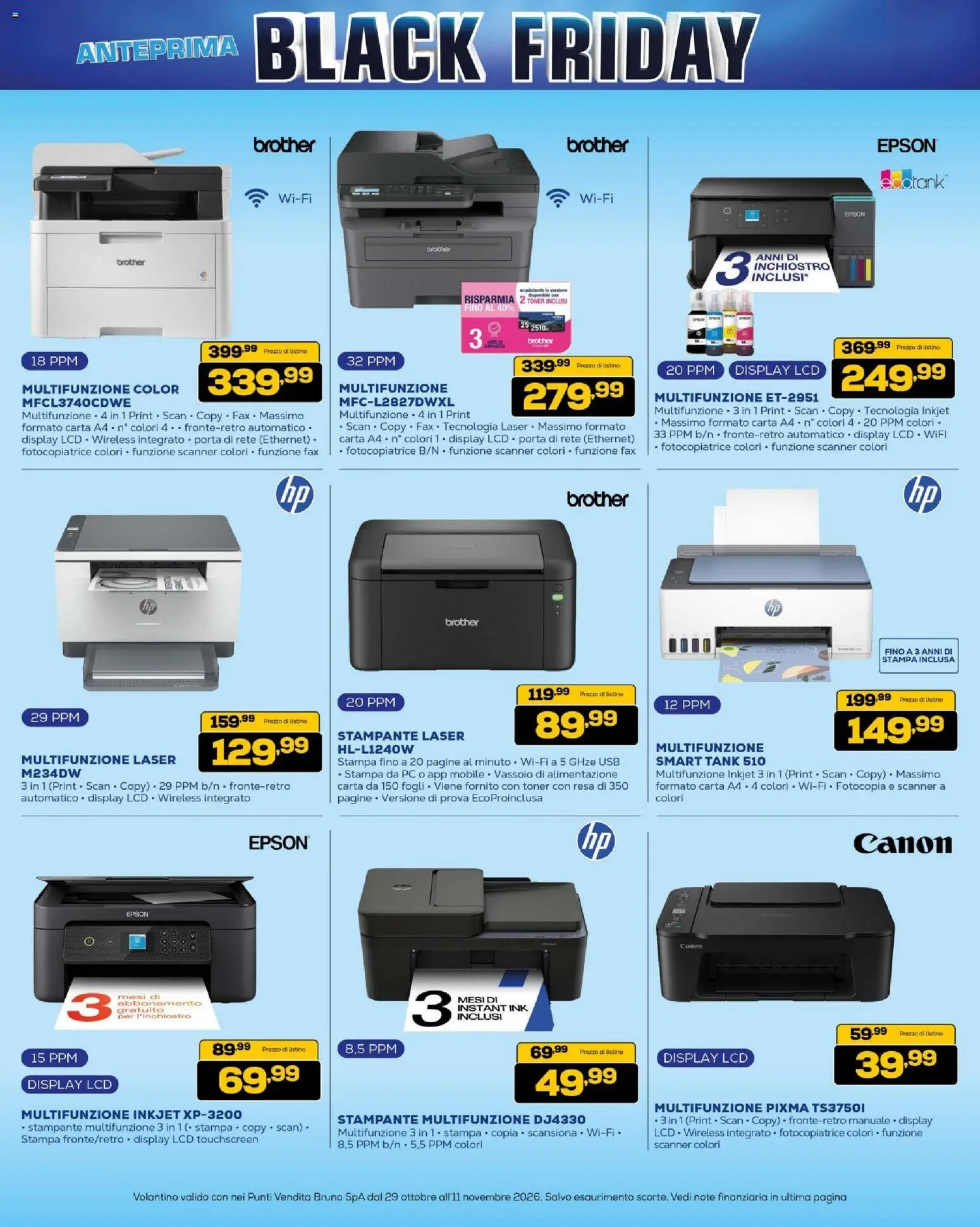 Anteprima dell'opuscolo BRUNO Black Friday dal negozio BRUNO valido da 29/10/2026 - Stampa, PC, Mobile, Stampante, Porta, USB, Toner, Carta A4