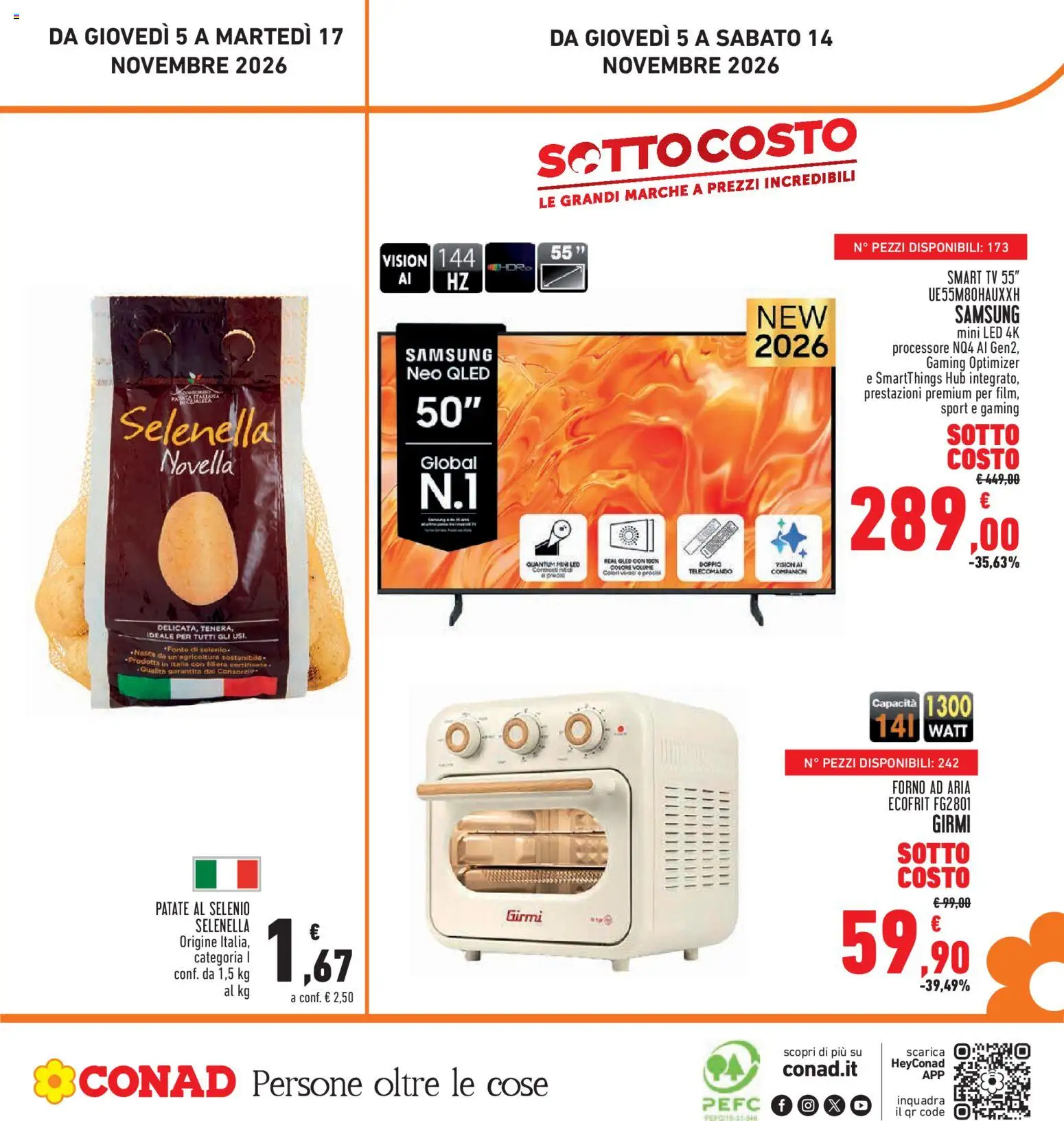 Anteprima dell'opuscolo Conad volantino Superstore Lazio dal negozio Conad valido da 05/11/2026 - Samsung, Forno, TV, smart TV, Patate, Telecomando