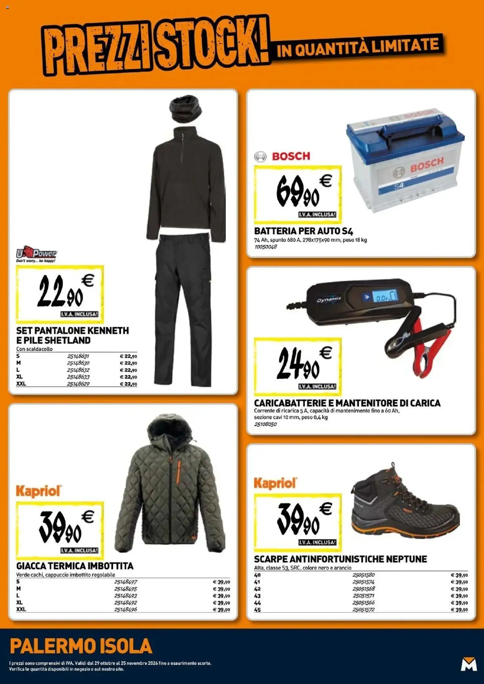 Anteprima dell'opuscolo TECNOMAT catalogo Isola delle Femmine dal negozio TECNOMAT valido da 29/10/2026 - Scarpe, Batteria, Caricabatterie, Giacca, Pile, Cappuccio, Batteria per auto