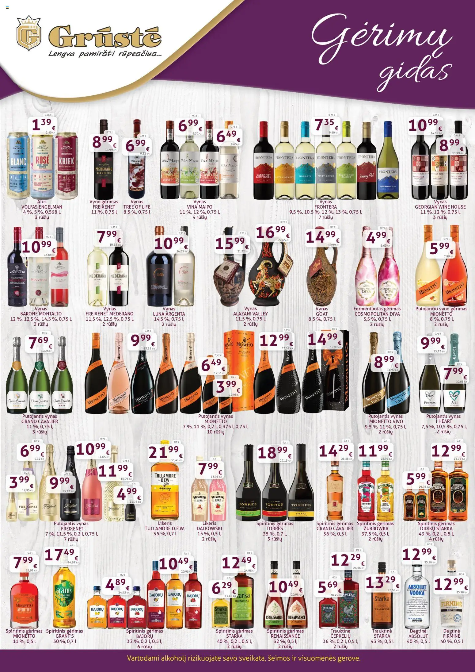 GRUSTE parduotuvės leidinio GRUSTE leidinys - Gėrimų gidas galiojančio nuo 2026.10.01 peržiūra - Alus, Vynas, Riešutai, Degtinė