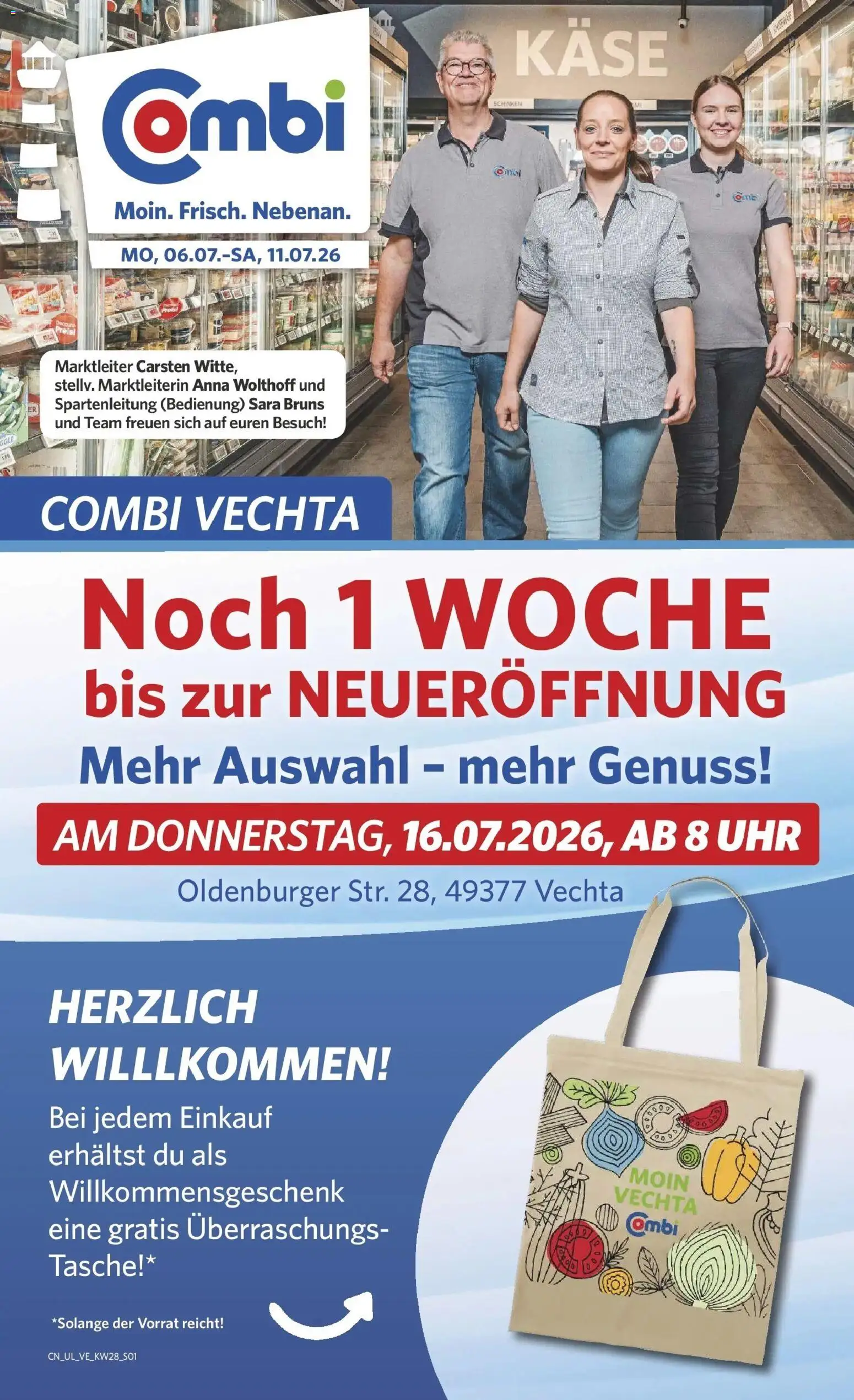 Vorschau von dem Prospekt des Geschäftes Combi, gültig ab dem 06.07.2026 - Uhr, Käse, Tasche, Schinken