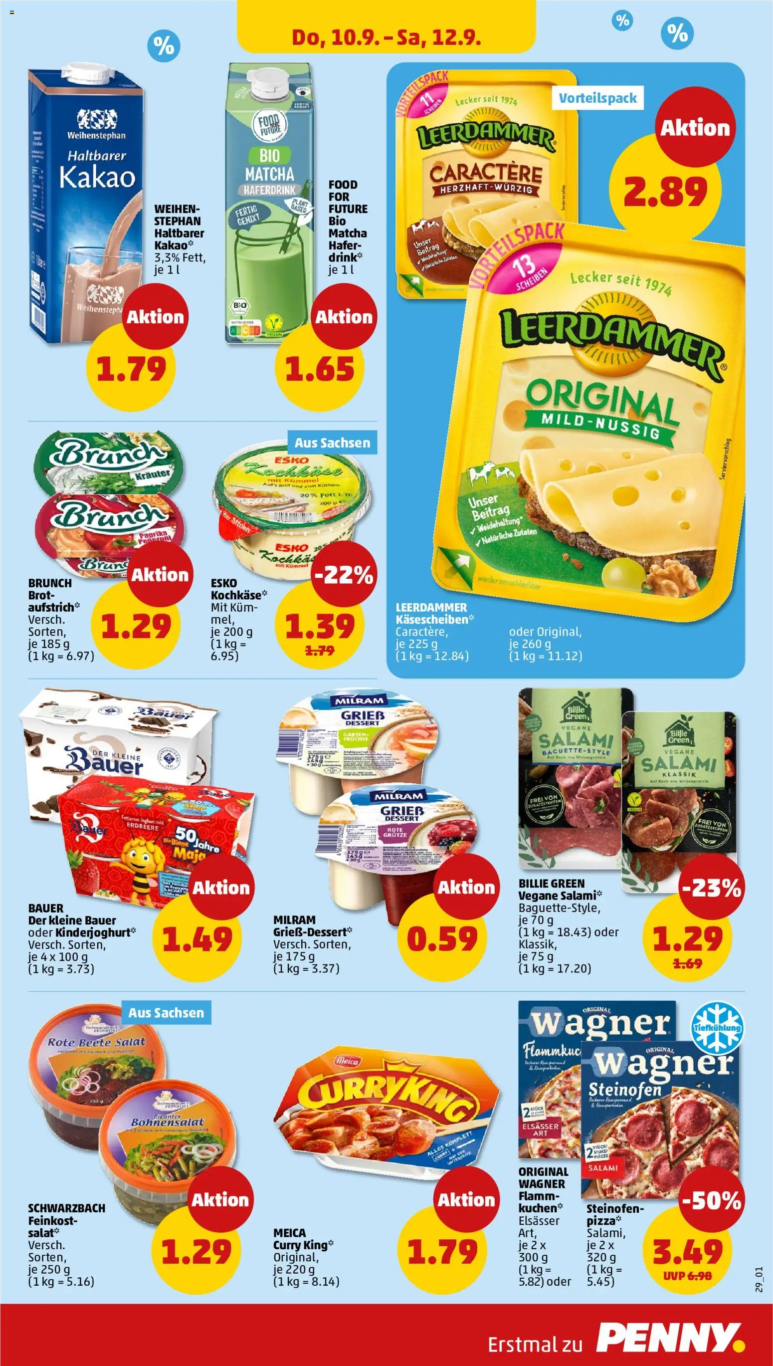 Vorschau von dem Prospekt des Geschäftes Penny, gültig ab dem 07.09.2026 - Salat, Brot, Paprika, Rote Beete, Salami, Pudding, Leerdammer, Milram