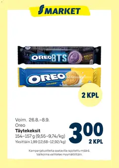 Kaupan S-market S-market - Oreo esikatselu, voimassa 26/08/2026