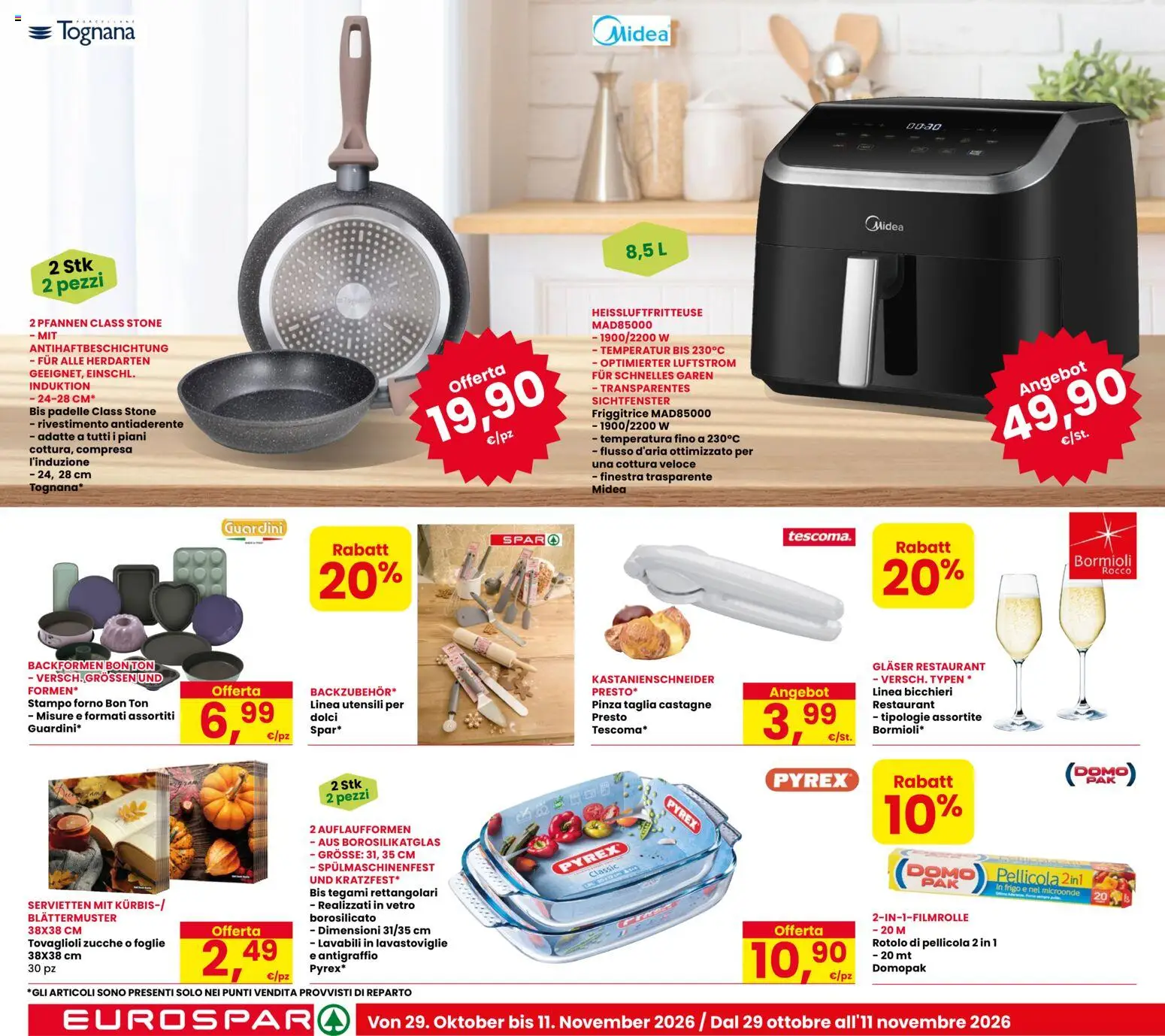 Anteprima dell'opuscolo Eurospar volantino Ora dal negozio Eurospar valido da 29/10/2026 - Forno, Lavastoviglie, Dolci, Microonde, Friggitrice, Pellicola