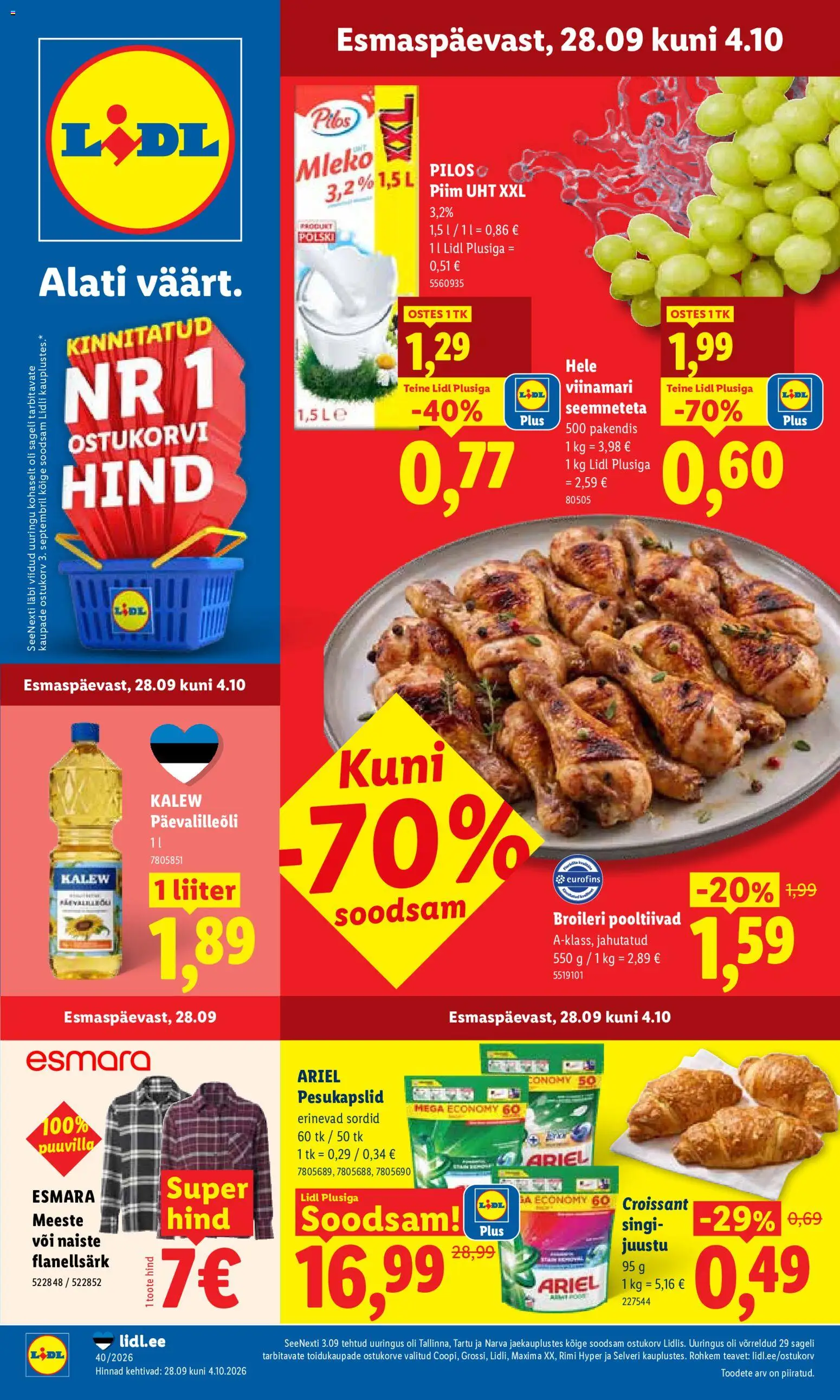 Lidl kliendilehe eelvaade alates 28.09.2026