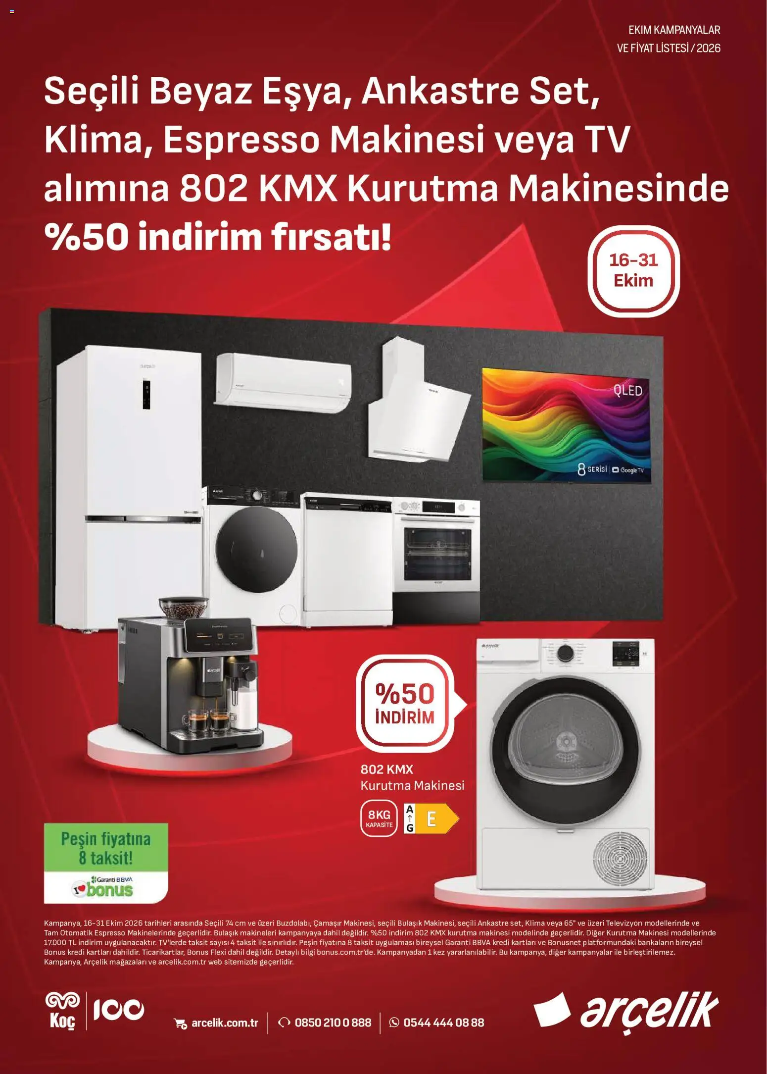 Arçelik Arçelik Katalog 16.10.2026 - Broşürünün önizlemesi - Kurutma makinesi, Klima, TV, Televizyon, Espresso makinesi