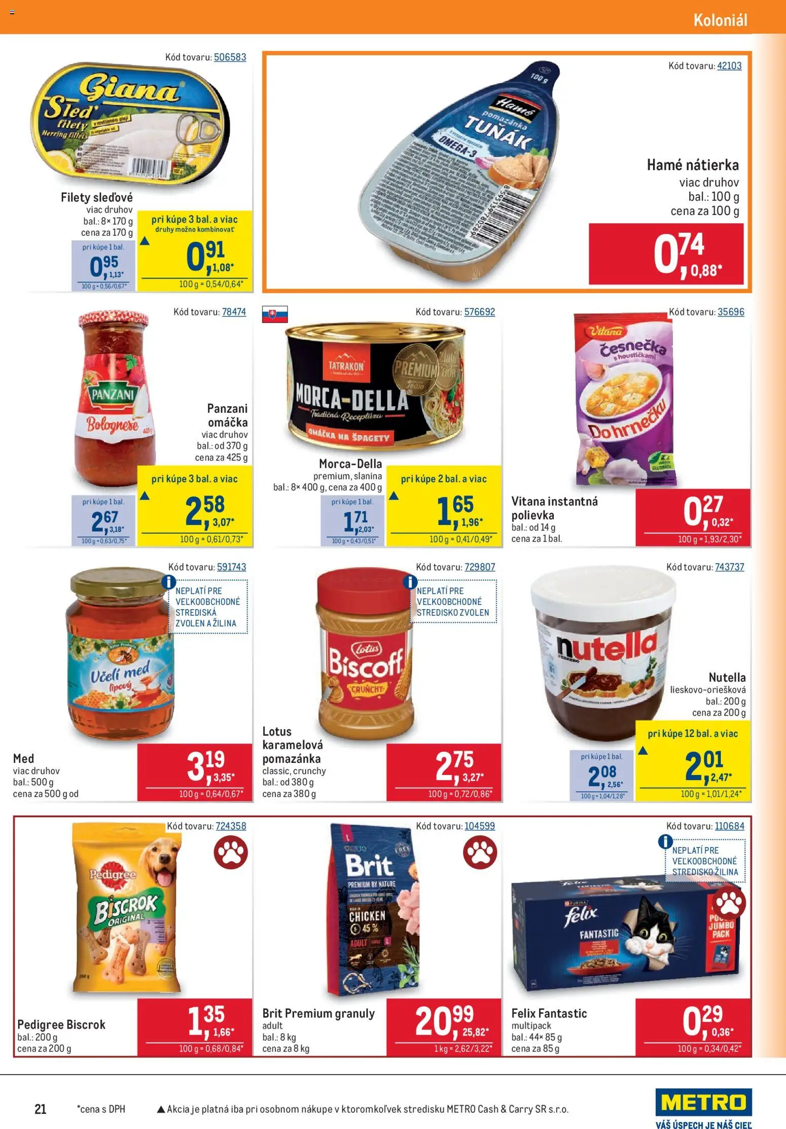 Náhľad Metro letáku platného od 21.10.2026 - Med, Lotus, Špagety, Felix, Nutella, Slanina, Omáčka, Nátierka