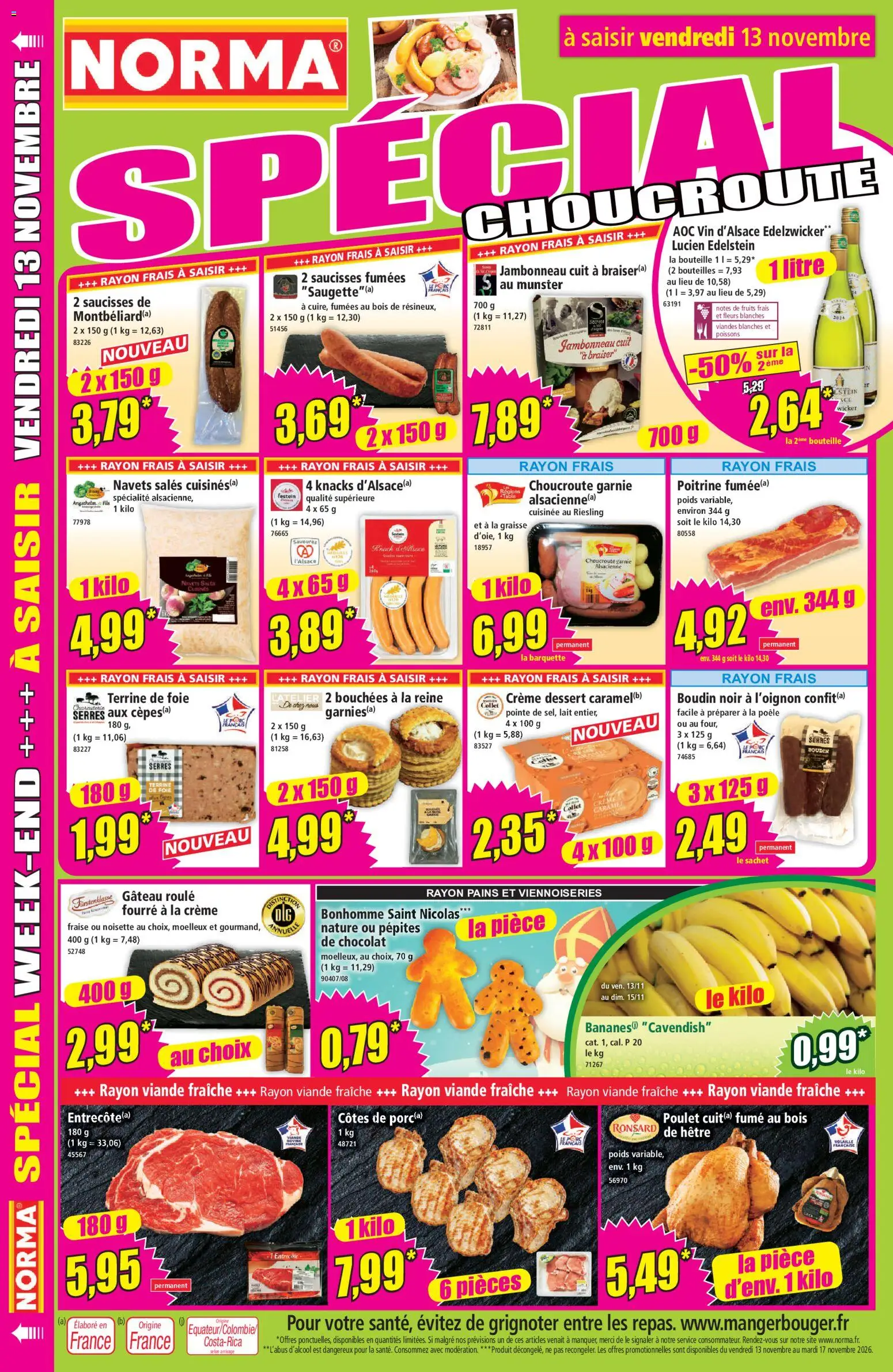 Prévisualisation de Norma catalogue du magasin Norma formulaire valide 10/11/2026 - Fleurs, Gâteau, Poêle, Crème, Viennoiseries, Volaille, Crème dessert, Saucisses fumées