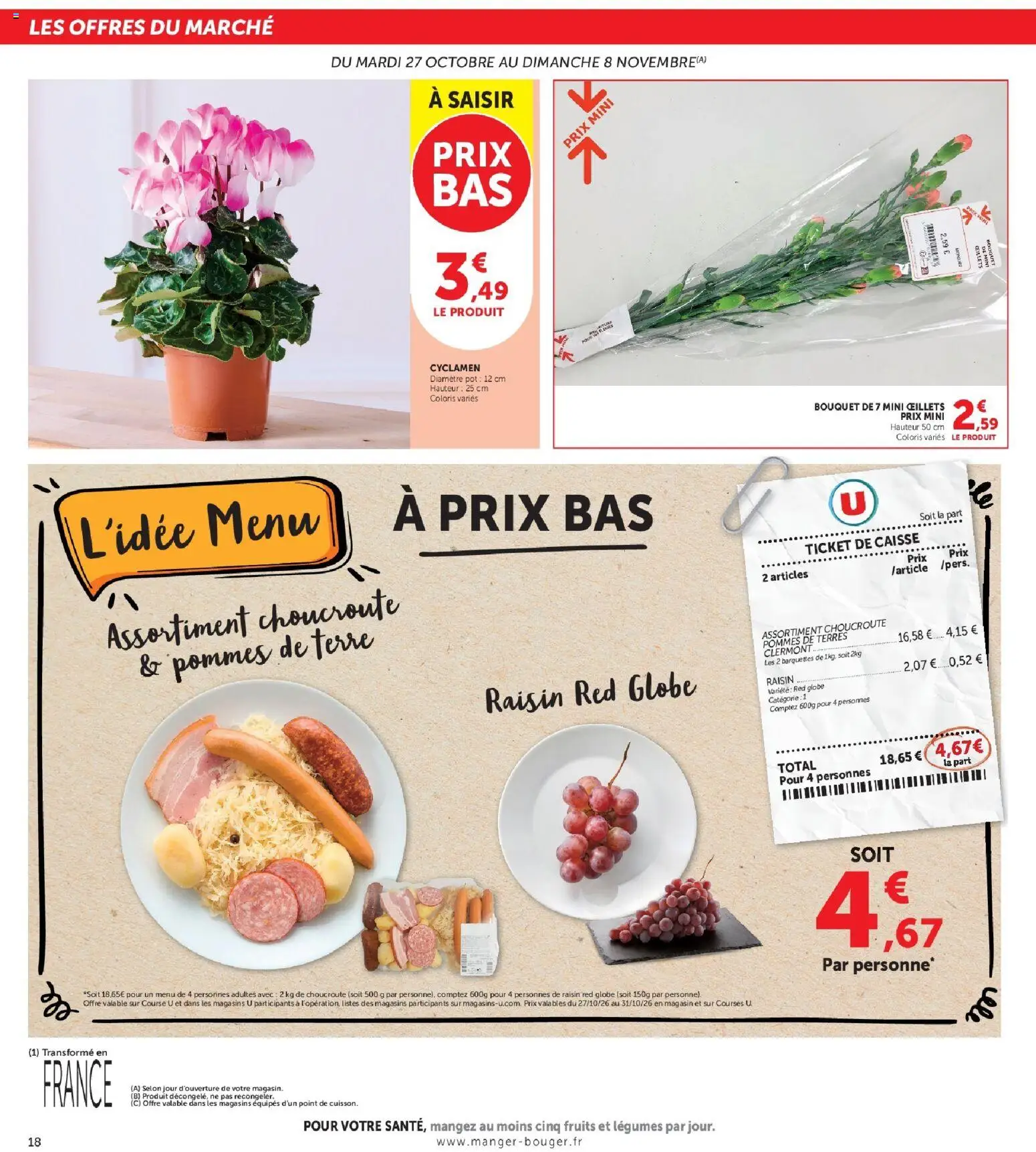 Prévisualisation de U Express - Foire à la bière à prix bas ! du magasin U Express formulaire valide 27/10/2026 - Fleurs, Fruits, Choucroute, Pommes de terre, Cyclamen, Raisin, Pommes