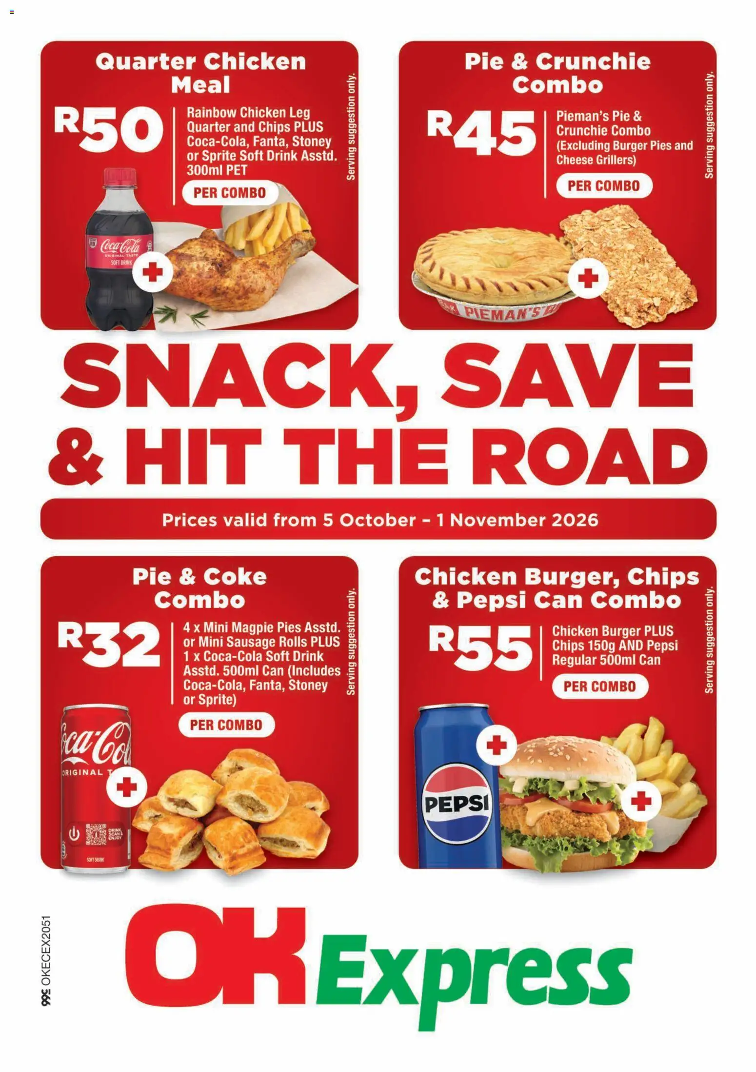 Preview of OK Foods flyer valid from 05/10/2026 - Chicken, Coke, Cheese, Chips, Sausage, Sprite, Stoney
