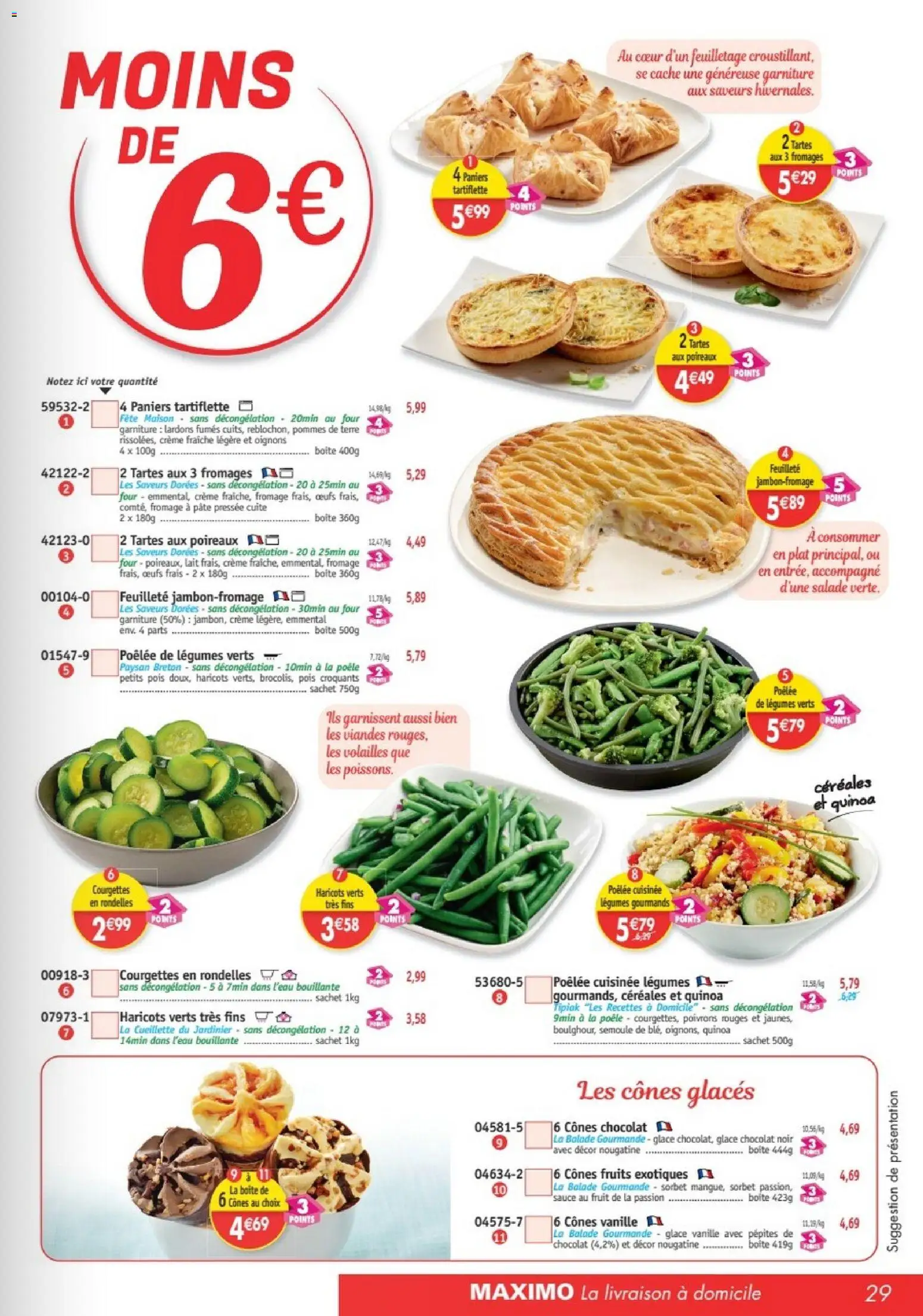 Prévisualisation de Maximo catalogue du magasin Maximo formulaire valide 26/10/2026 - Lait, Pommes de terre, Vanille, Poivrons, Emmental, Glace vanille, Cônes, Haricots verts