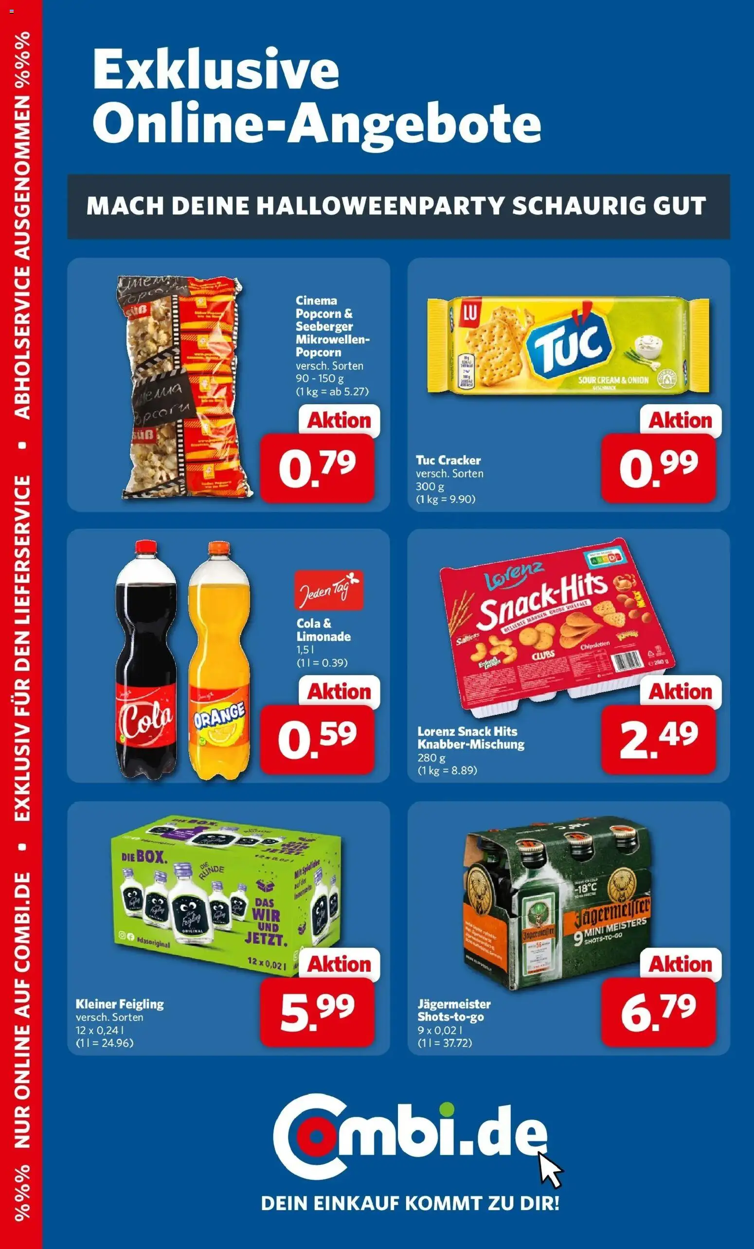 Vorschau von dem Prospekt des Geschäftes Combi, gültig ab dem 19.10.2026 - Cola, Jägermeister, Popcorn, Limonade, Kleiner feigling
