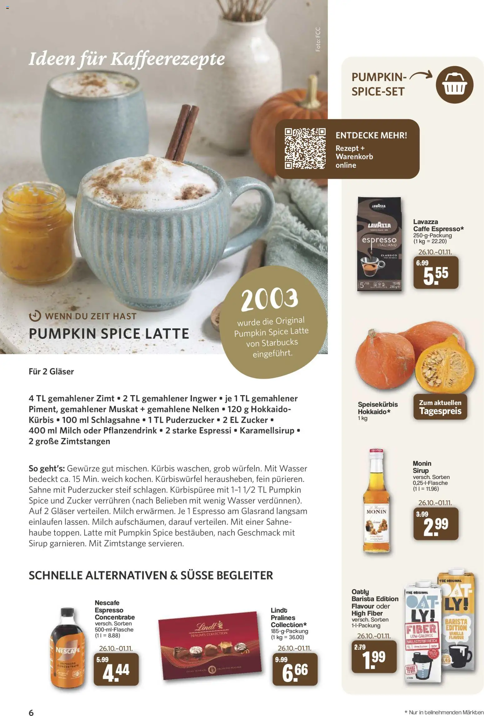 Vorschau von dem Prospekt des Geschäftes Famila Nordwest, gültig ab dem 26.10.2026 - Starbucks, Kürbis, Milch, Zucker, Sahne, Oatly, Nescafe, Sirup