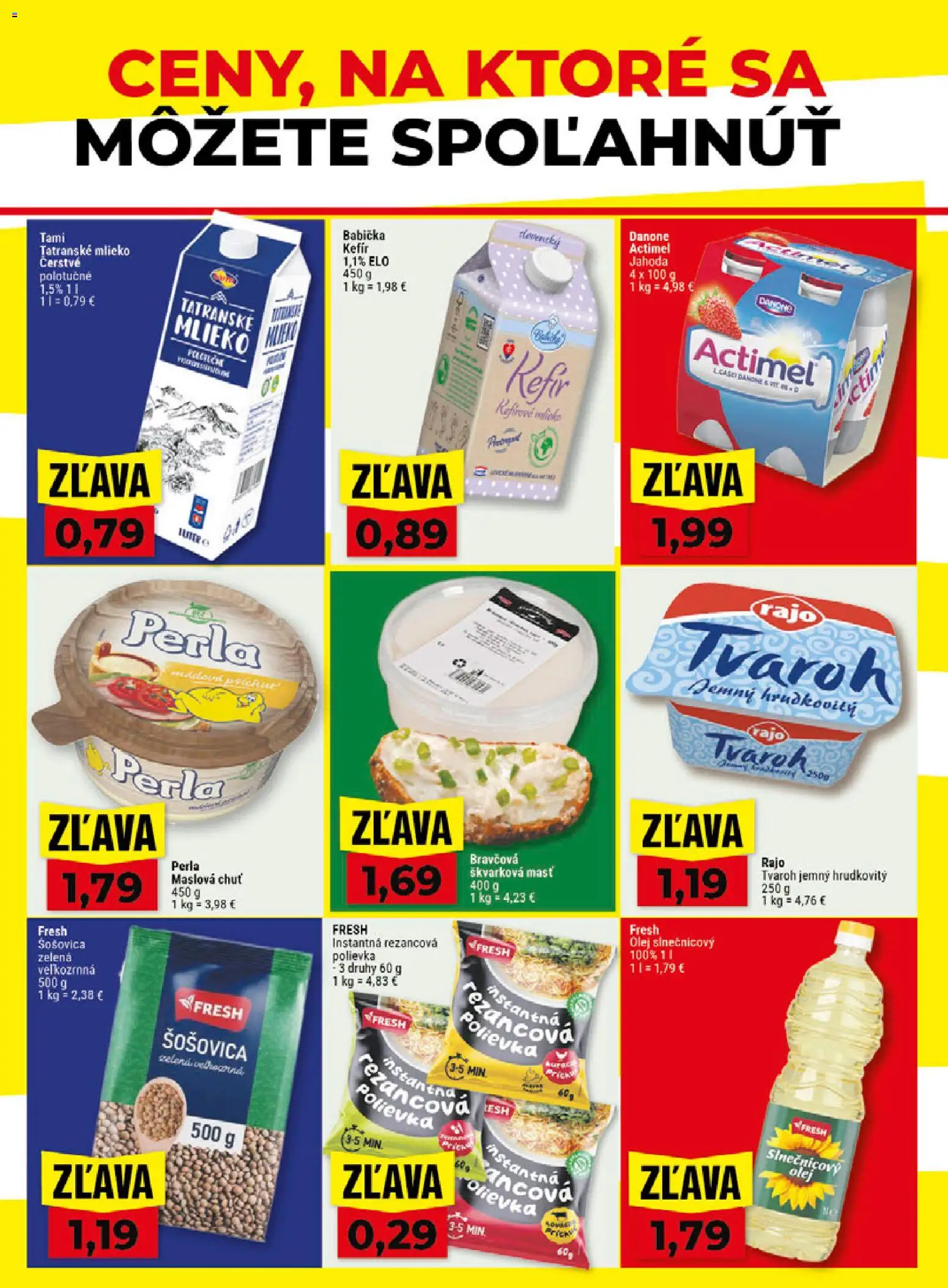 Náhľad Klas letáku platného od 26.10.2026 - Tvaroh, Olej, Mlieko, Kefír, Actimel, Šošovica