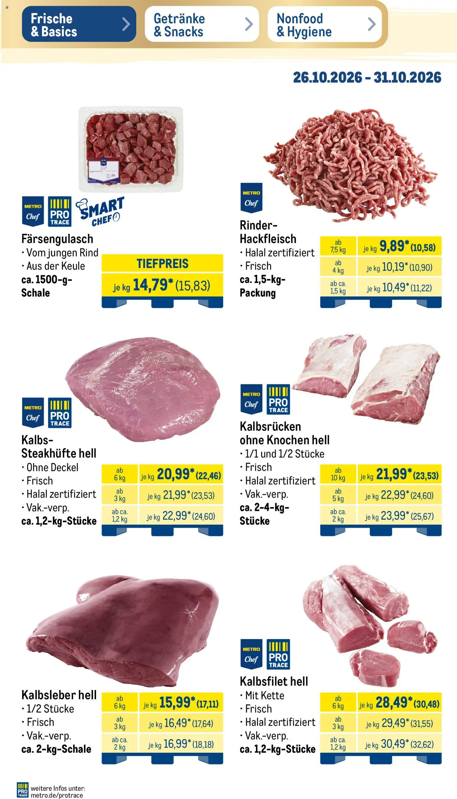 Vorschau von dem Prospekt des Geschäftes Metro, gültig ab dem 26.10.2026 - Hackfleisch, Kalbsleber
