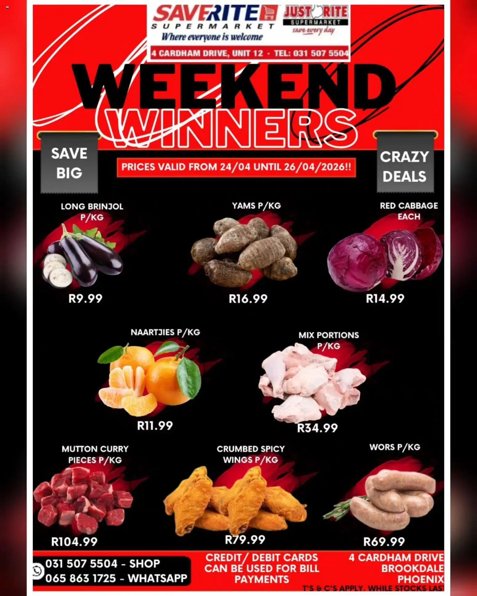 Saverite Weekend Winners from 24/04 - 26/04/2026