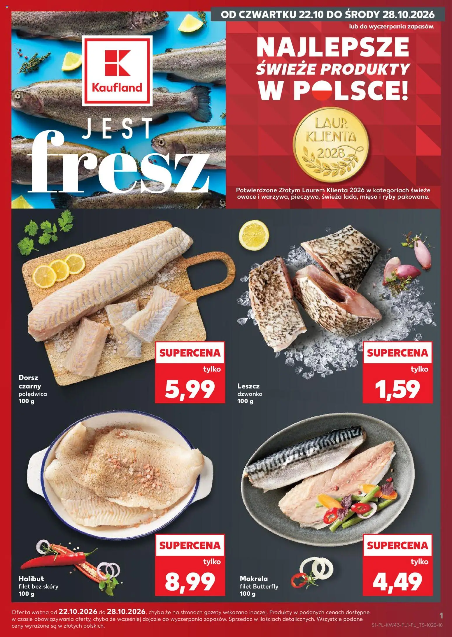 Náhled nabídky: Kaufland Polsko Kaufland Polsko leták - Jest fresz platný od 22.10.2026 - Ryby, Halibut, Makrela, Filet