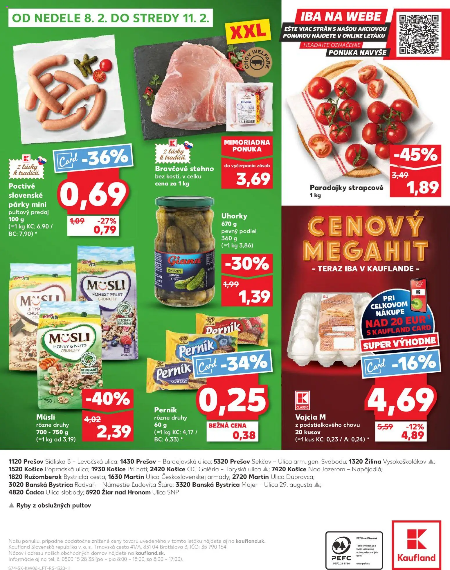 Náhľad Kaufland letáku platného od 05.02.2026 - Ryby, Paradajky, Vajcia, Párky, Bravčové stehno, Uhorky, Müsli, Vajcia M