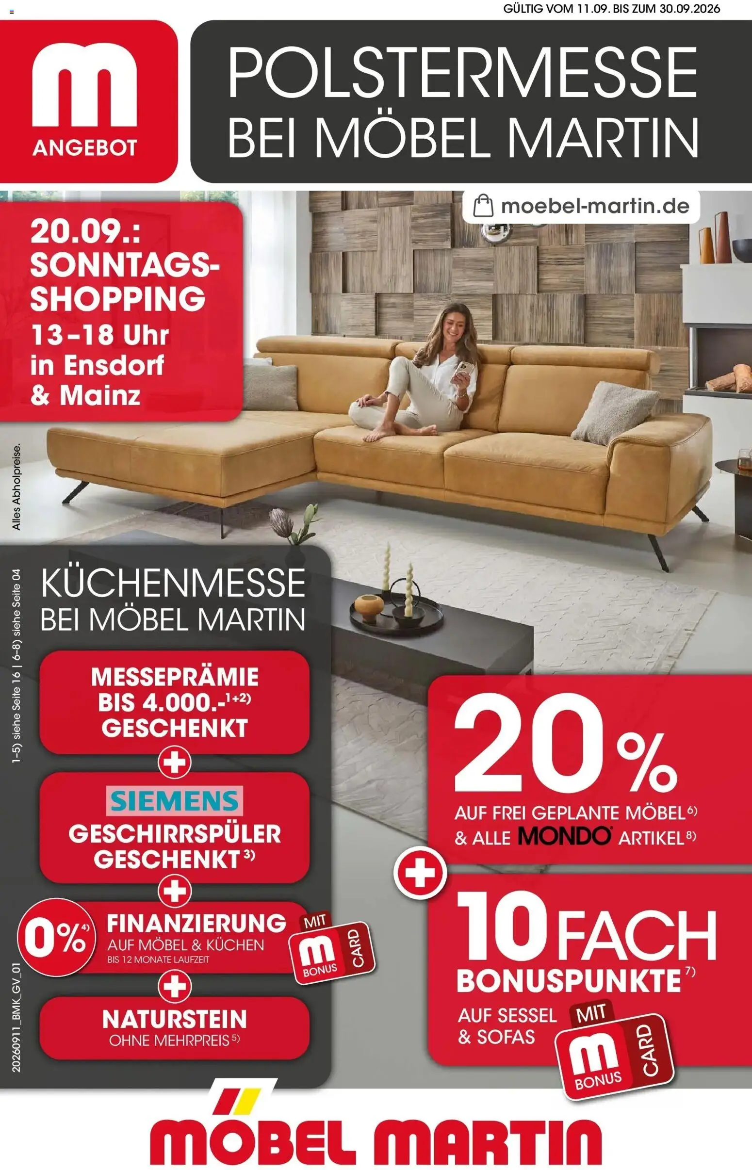 Vorschau von dem Prospekt des Geschäftes Möbel Martin, gültig ab dem 11.09.2026