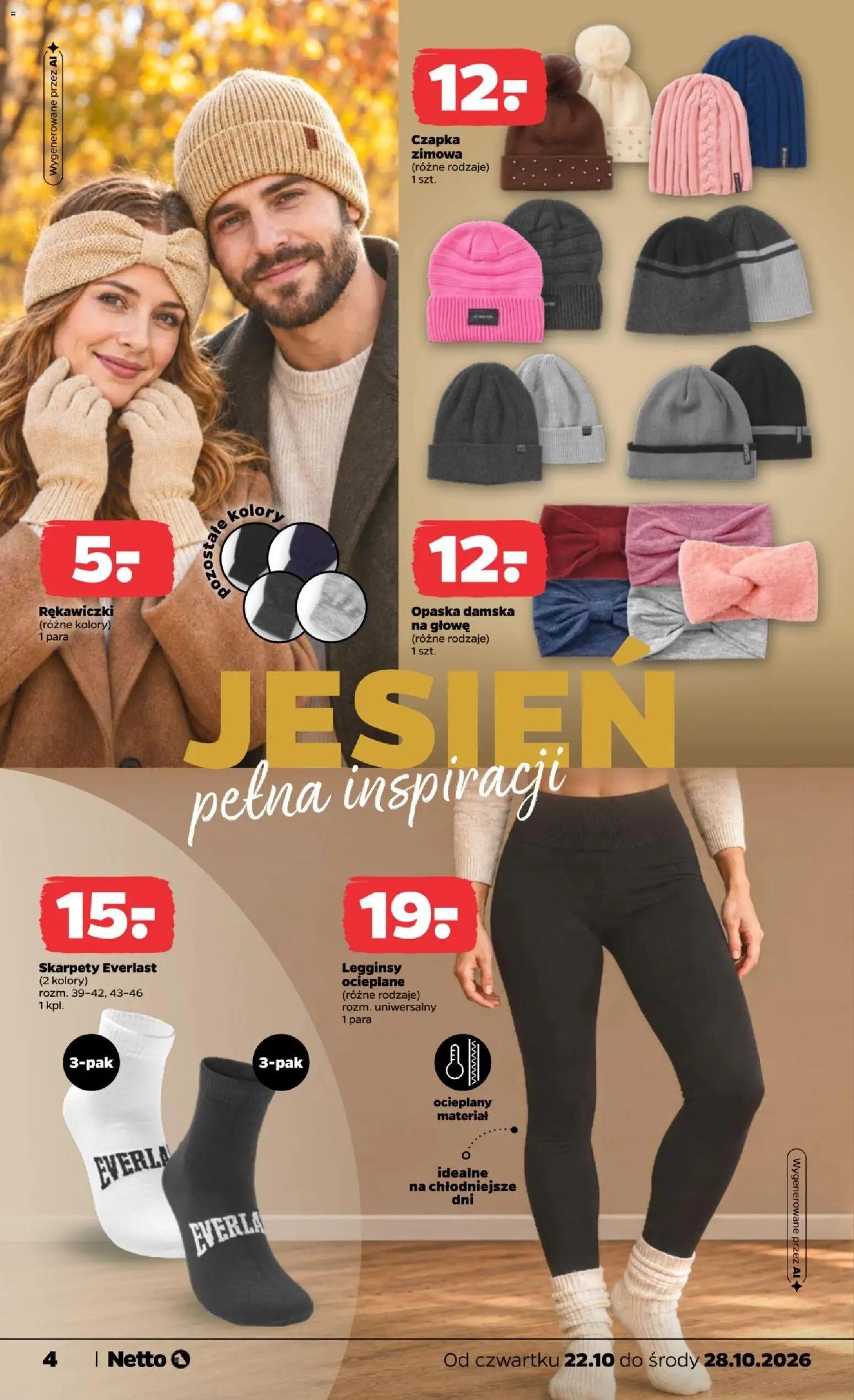 Pogląd gazetki "Netto gazetka od czwartku NonFood" ze sklepu Netto ważnej od 22.10.2026 - Czapka, Legginsy, Rękawiczki, Skarpety