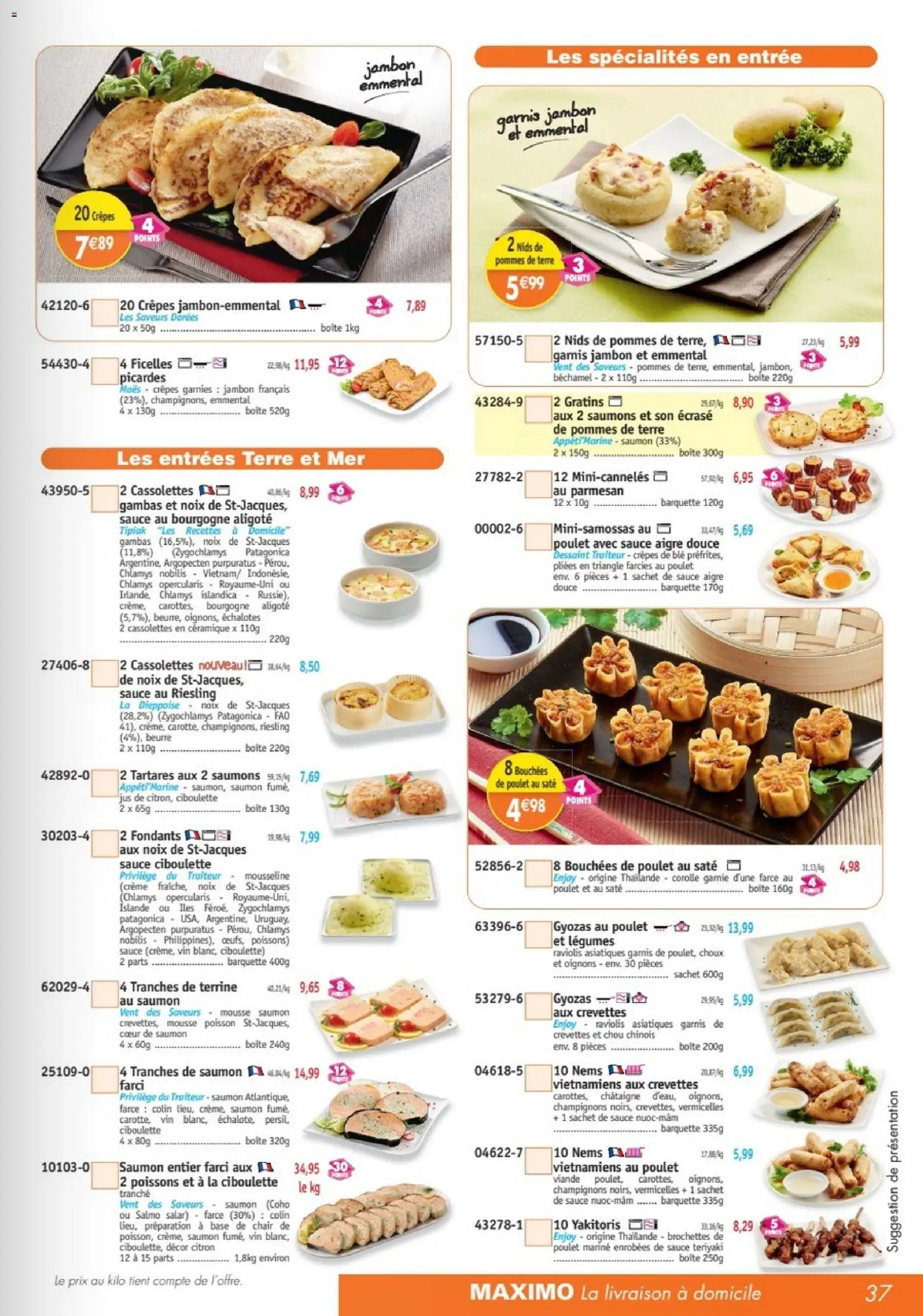 Prévisualisation de Maximo catalogue du magasin Maximo formulaire valide 26/10/2026 - Poulet, Saumon, Beurre, Blé, Pommes, Bourgogne Aligoté, Vermicelles, Saumon entier