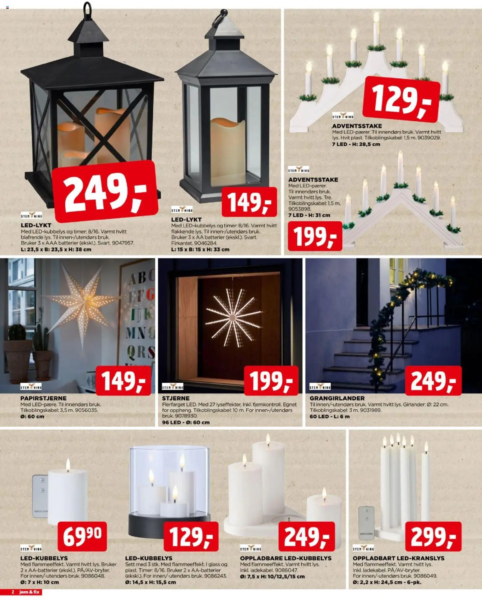 Forhåndsvis Jem & Fix kundeavis fra butikk Jem & Fix gyldig fra 11/10/2026 - Girlander, Batterier, Adventsstake, Glass