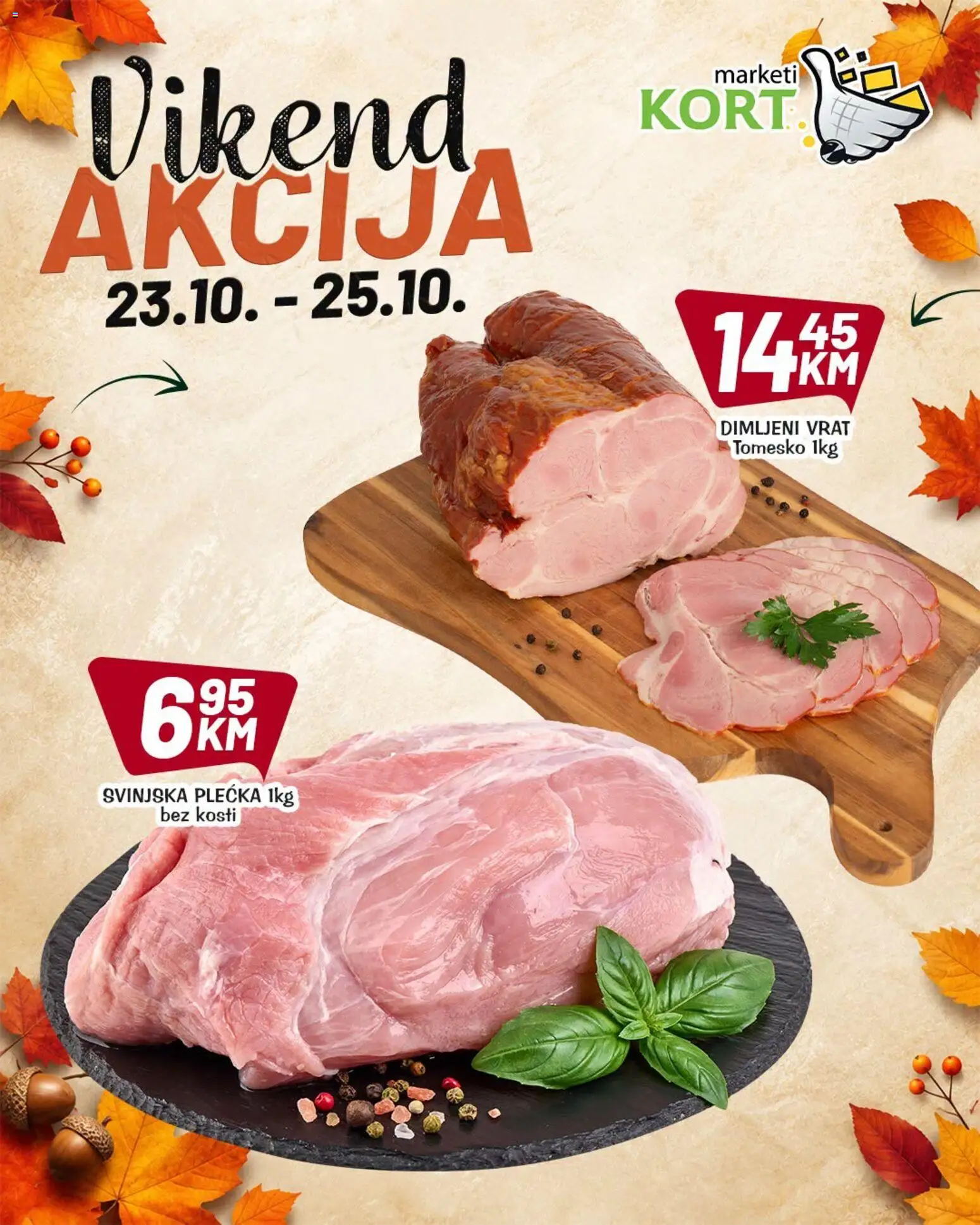 Pregled letka Kort Marketi vikend akcija trgovine Kort Marketi vrijedi od 23.10.2026