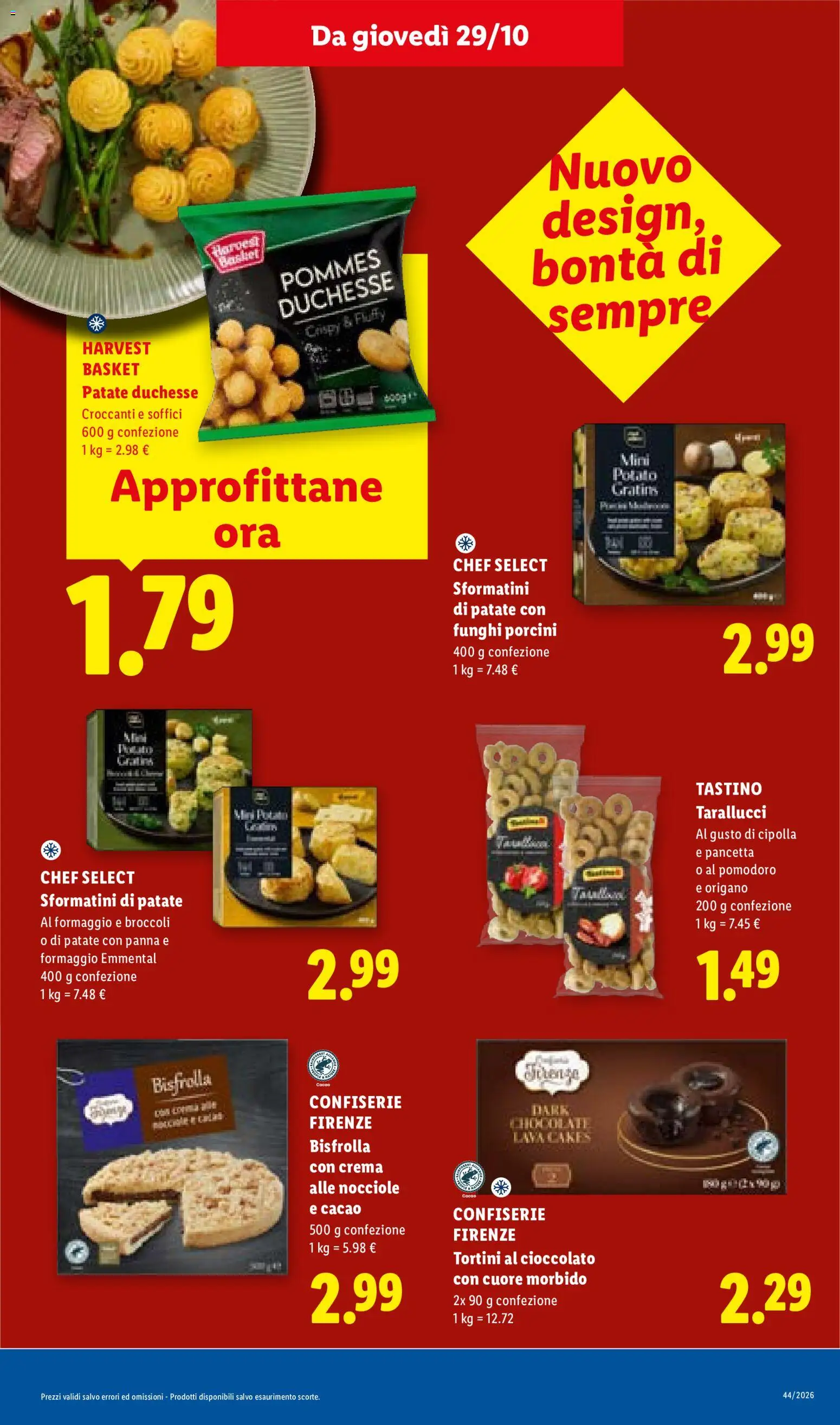 Anteprima dell'opuscolo Lidl volantino Roma dal negozio Lidl valido da 29/10/2026 - Pomodoro, Formaggio, Pancetta, Patate, Taralli, Panna, Cacao, Emmental