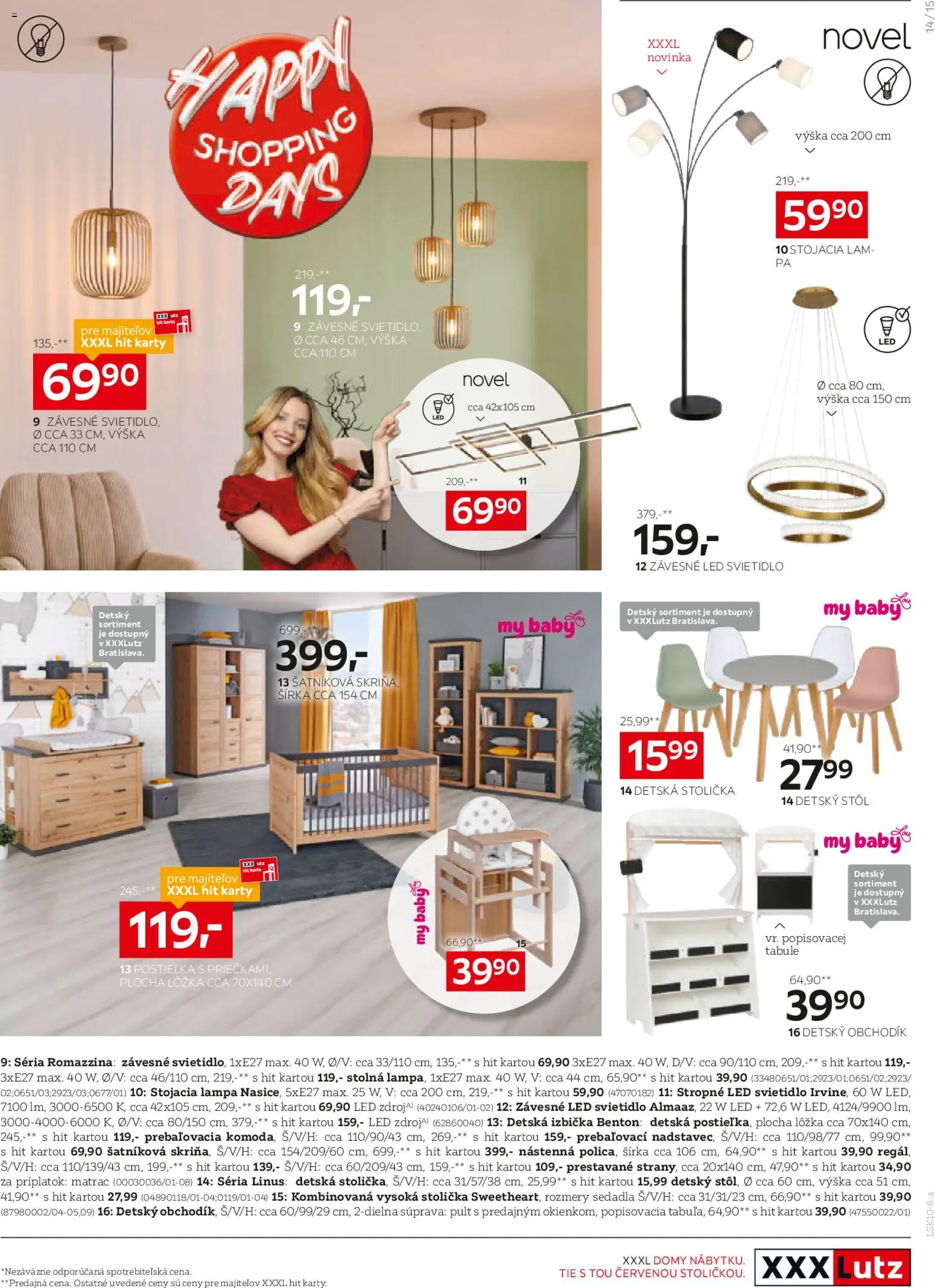 Náhľad XXXLutz letáku platného od 12.10.2026 - Šatníková skriňa, Stolička, Lampa, Stôl, Matrac, Detská stolička, Led, Skriňa