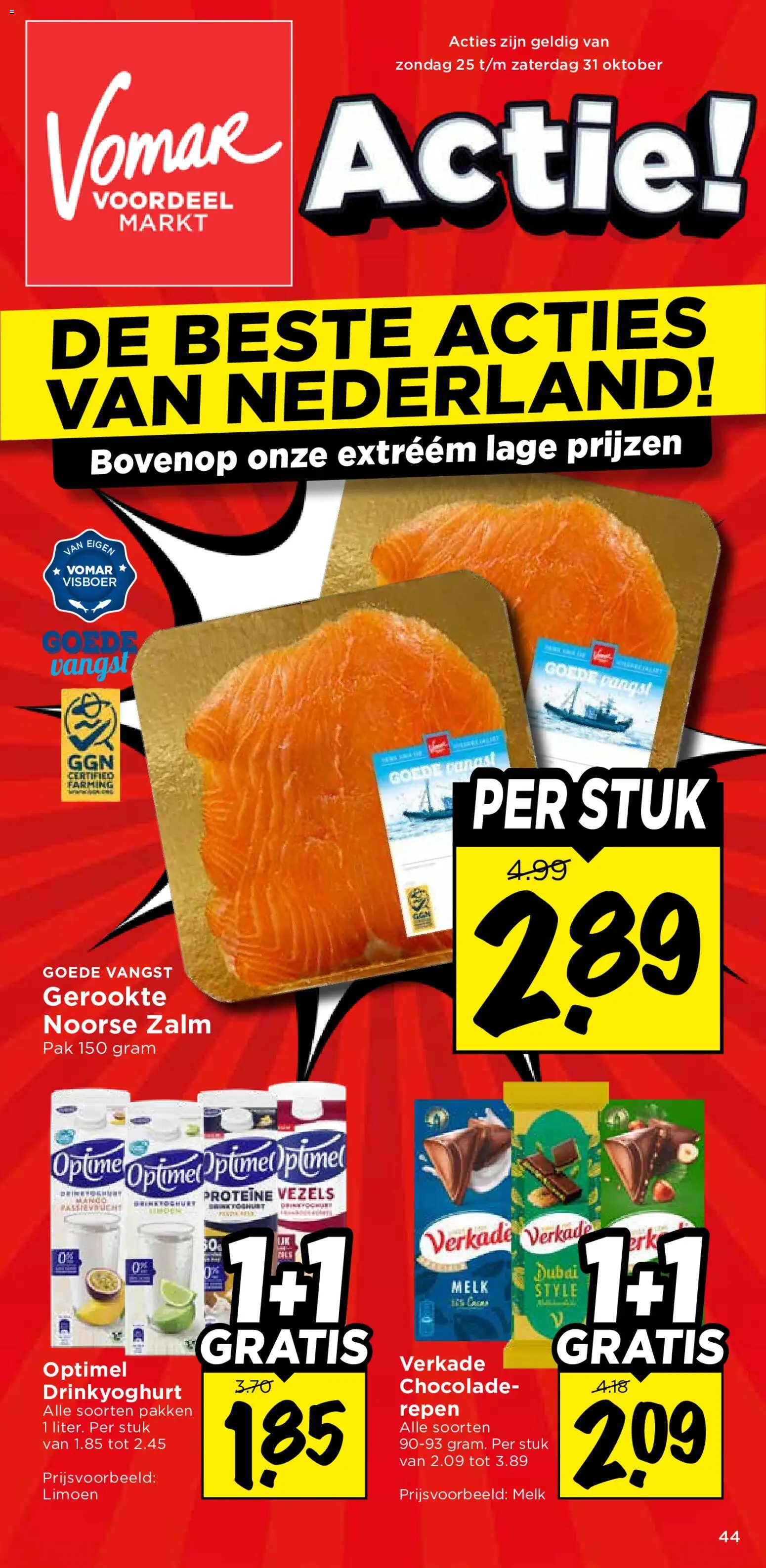 Voorbeeld van Vomar folder van winkel Vomar geldig vanaf 25-10-2026 - Chocolade, Zalm, Melk, Limoen, Proteïne, Repen