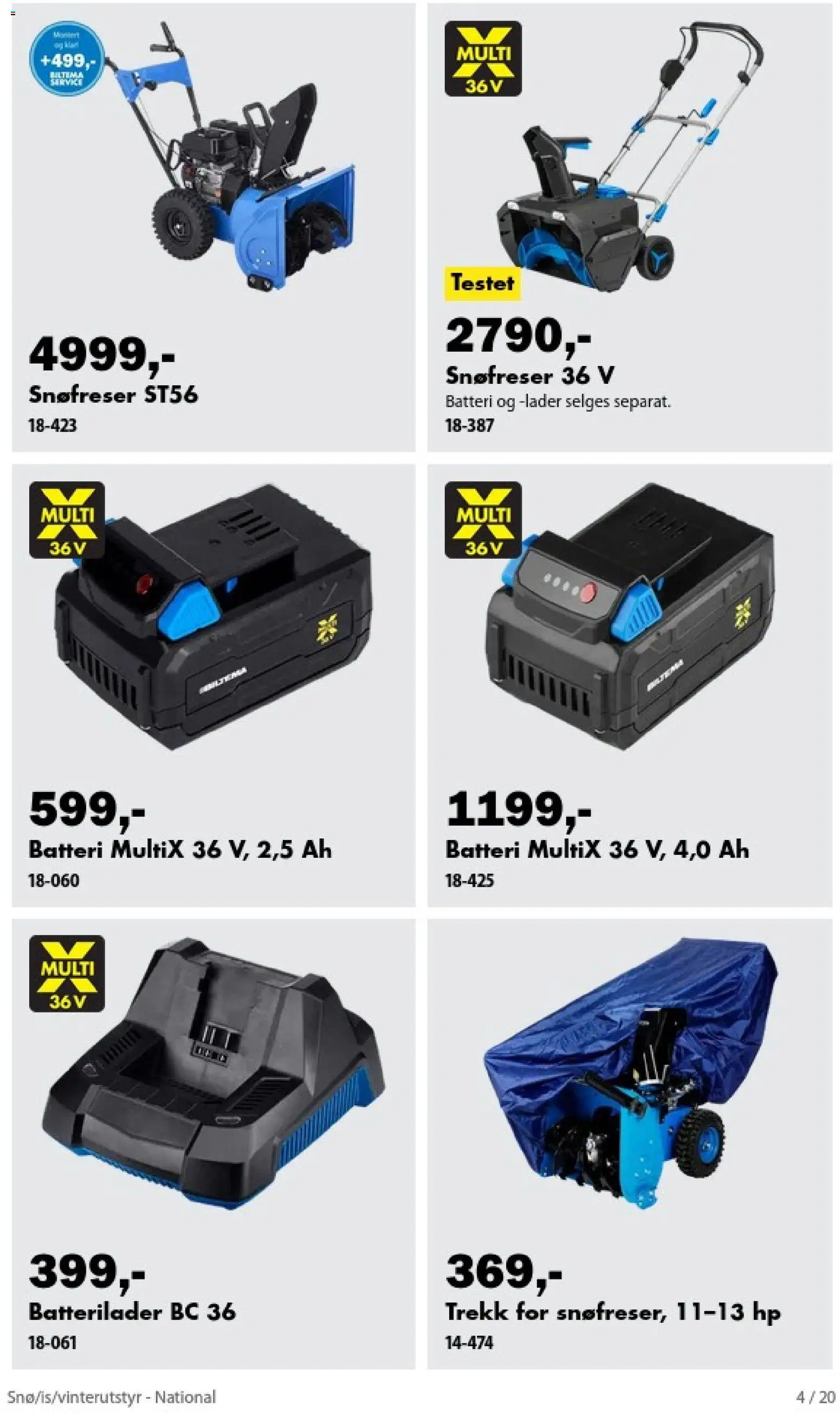 Forhåndsvis Biltema kundeavis Snø is vinterutstyr fra butikk Biltema gyldig fra 04/10/2026 - Batteri