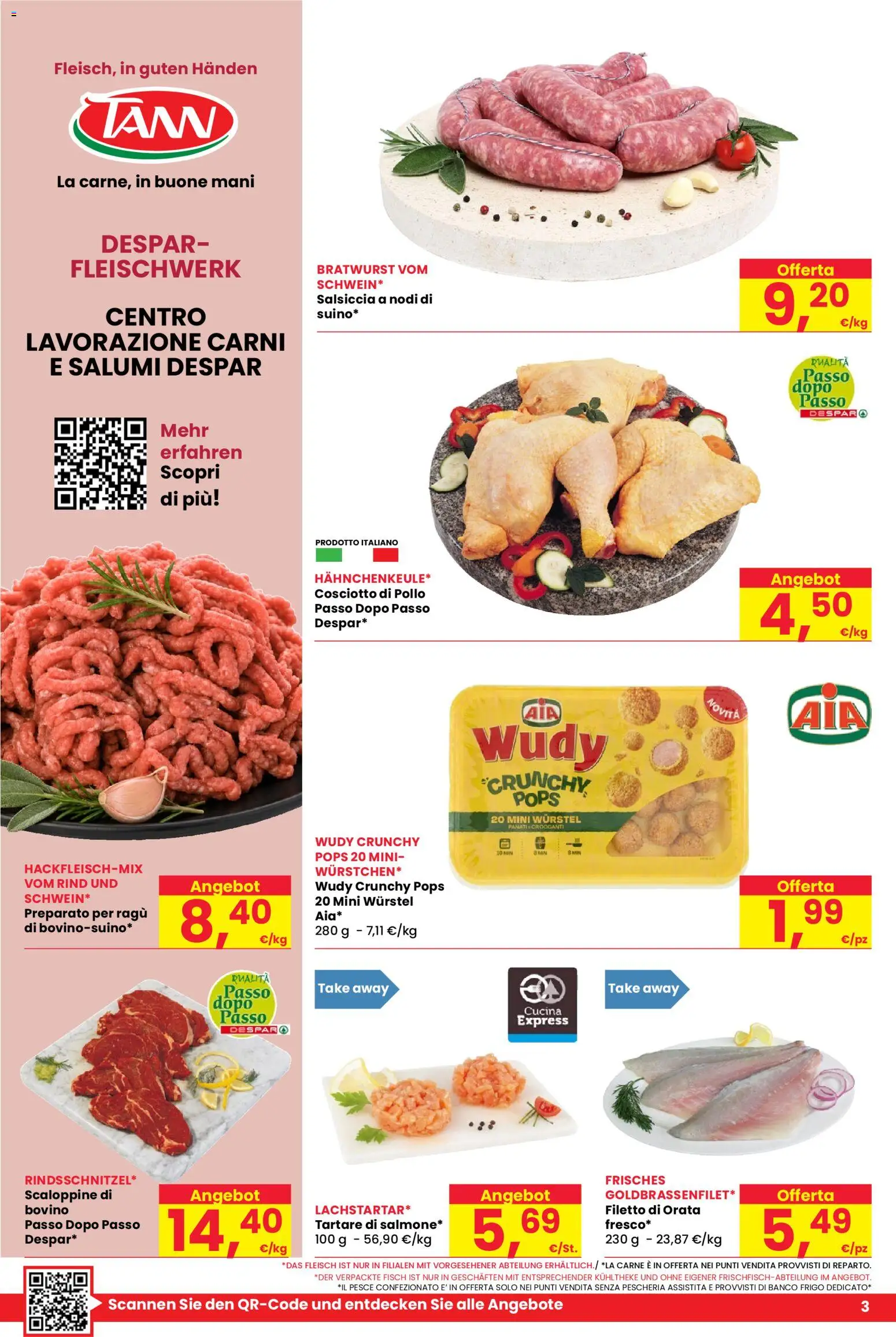 Anteprima dell'opuscolo Despar volantino Egna dal negozio Despar valido da 29/10/2026 - Pesce, Pollo, Carne, Wurstel, Ragú, Orata, Salsiccia, Filetto