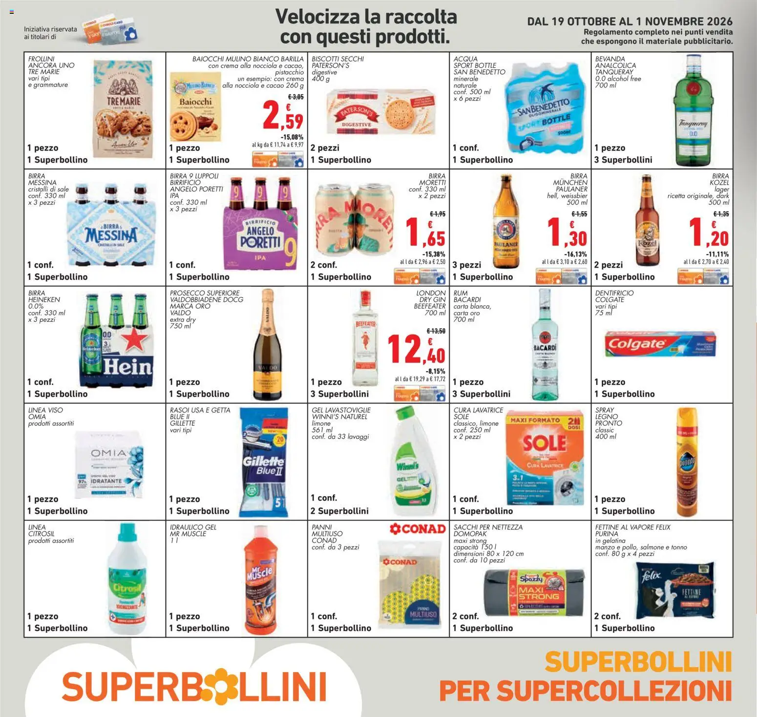 Anteprima dell'opuscolo Conad volantino dal negozio Conad valido da 21/10/2026 - Acqua, Crema, Lavatrice, Limone, Sale, Cacao, Panni, Frollini