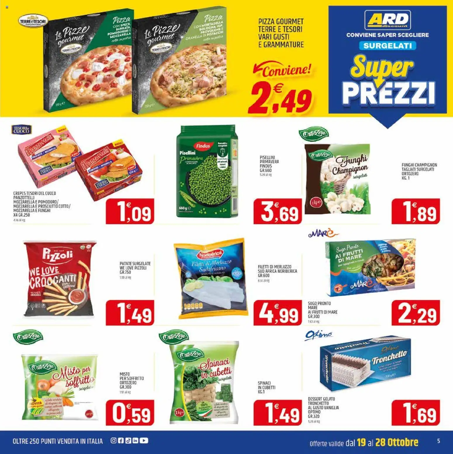 Anteprima dell'opuscolo ARD Discount volantino Sardegna dal negozio ARD Discount valido da 19/10/2026 - Funghi, Pomodoro, Mozzarella, Merluzzo, Dessert, Pistacchi, Patate, Spinaci