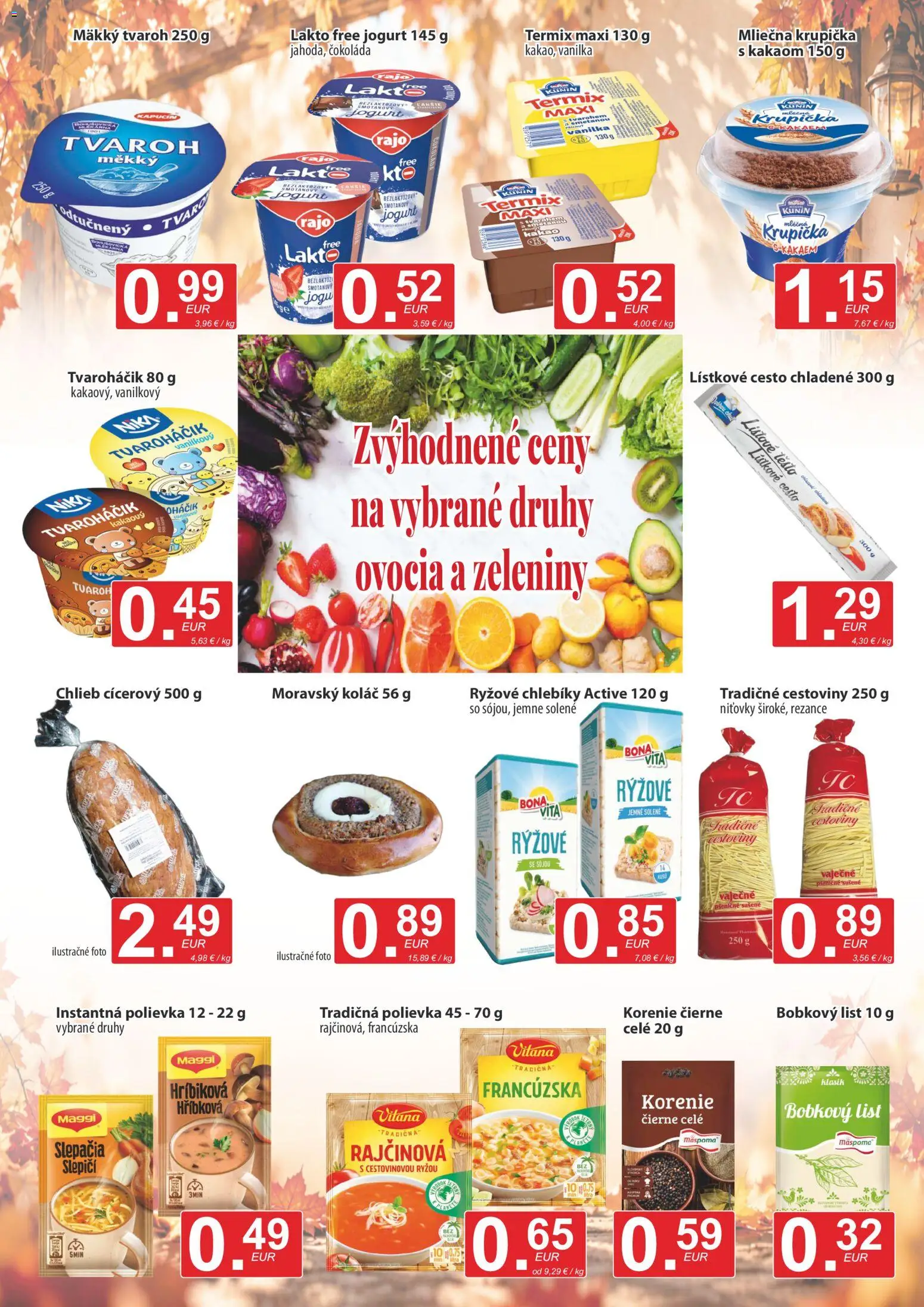 Náhľad CBA Verex letáku platného od 15.10.2026 - Cestoviny, Tvaroh, Chlieb, Kakao, Korenie, Cesto, Lístkové cesto, Vanilka