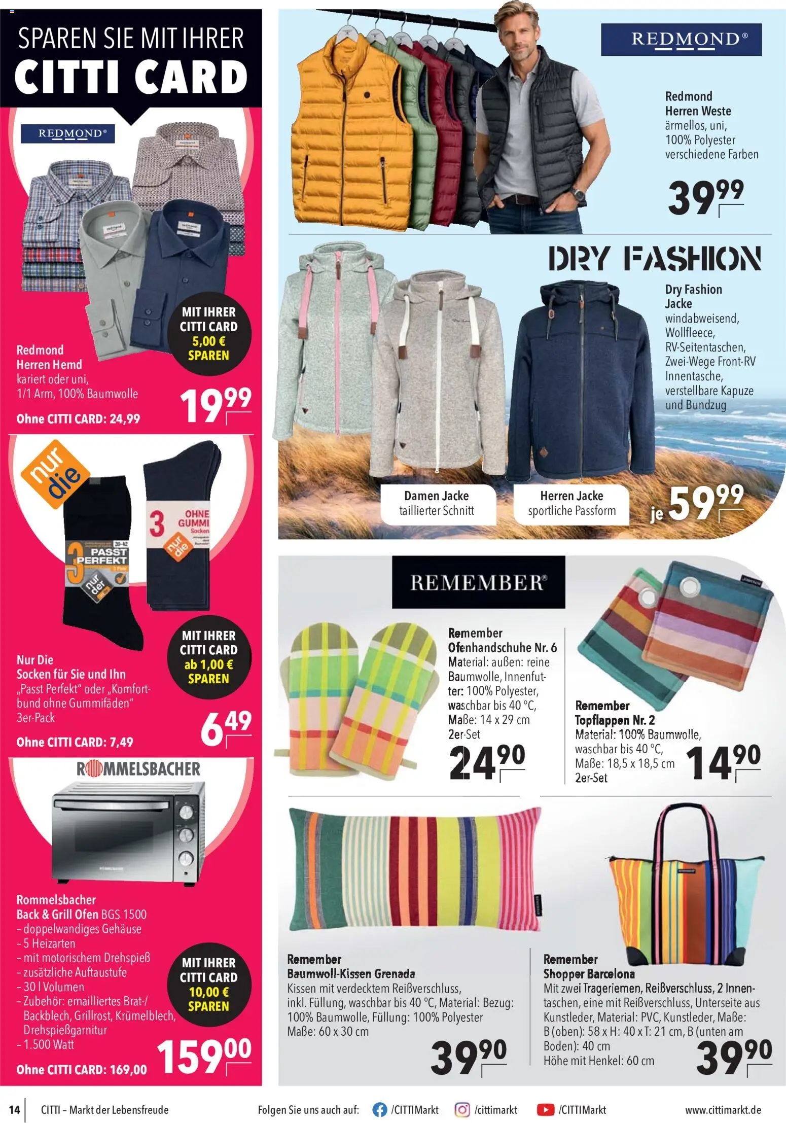 Vorschau von dem Prospekt des Geschäftes CITTI Markt, gültig ab dem 09.09.2026 - Grill, Ofen, Kissen, Jacke, Weste, Socken, Hemd