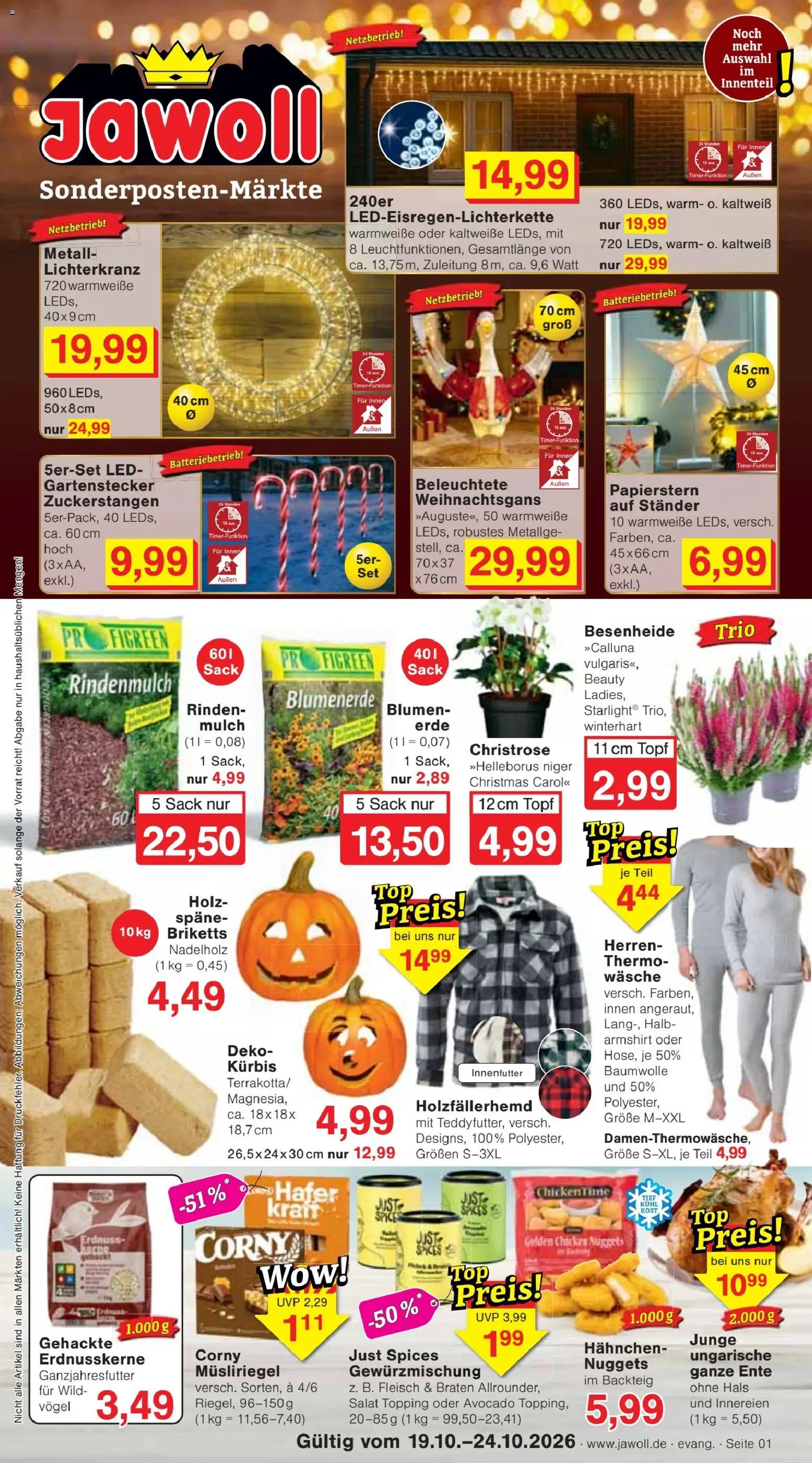 Vorschau von dem Prospekt des Geschäftes Jawoll, gültig ab dem 19.10.2026 - Blumen, Avocado, Kürbis, Salat, Ente, Top, Rindenmulch, Blumenerde