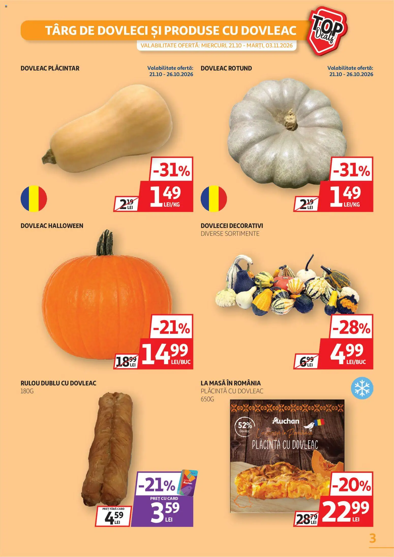 Previzualizarea de cataloage: Auchan Auchan Catalog valabil de la 21.10.2026 - Masă, Dovleac, Plăcintă