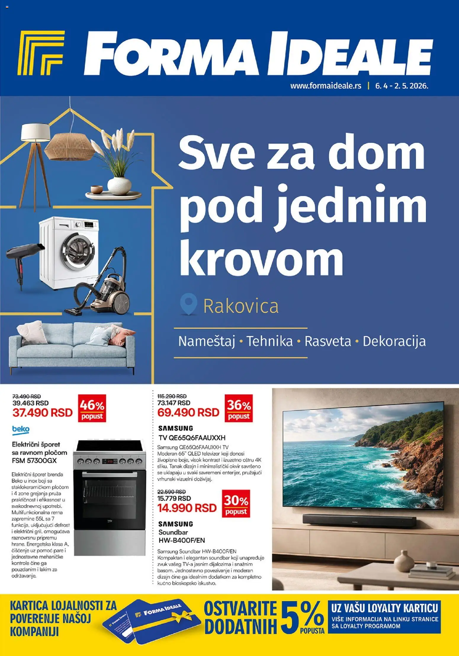 Pregled Forma Ideale kataloga - važi od 06.04.2026 - Dekoracija, Šporet, Televizor, Soundbar, Električni šporet, Rerna