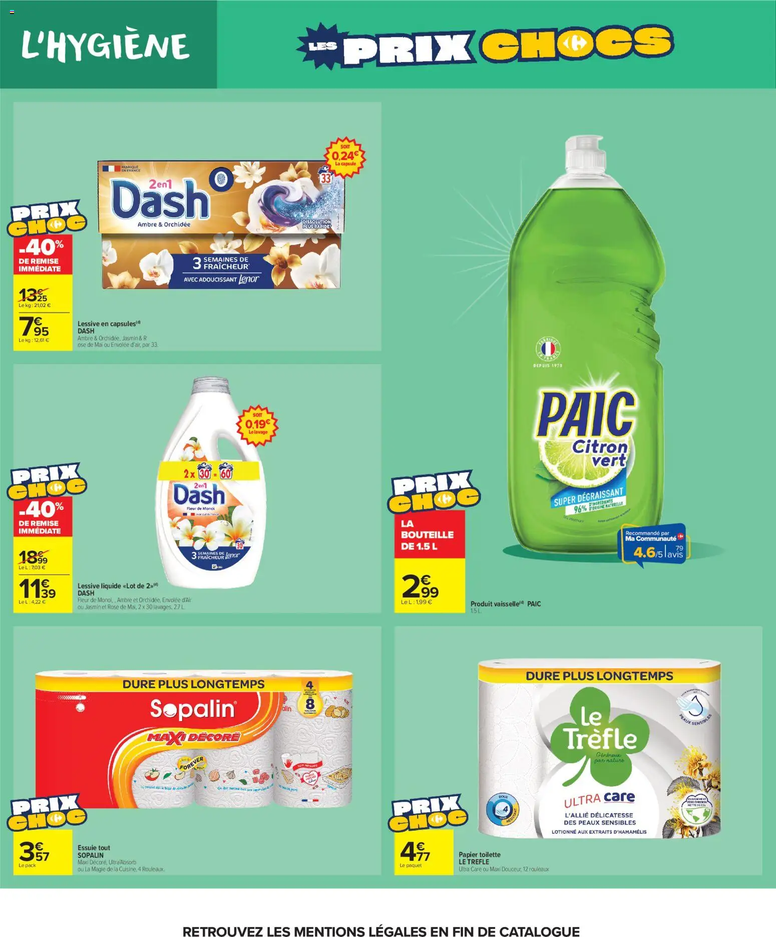 Prévisualisation de Carrefour Market Les prix chocs du magasin Carrefour Market formulaire valide 27/10/2026 - Orchidée, Citron, Lessive, Papier toilette, Bouteille, Adoucissant, Dégraissant, Adoucissant Lenor